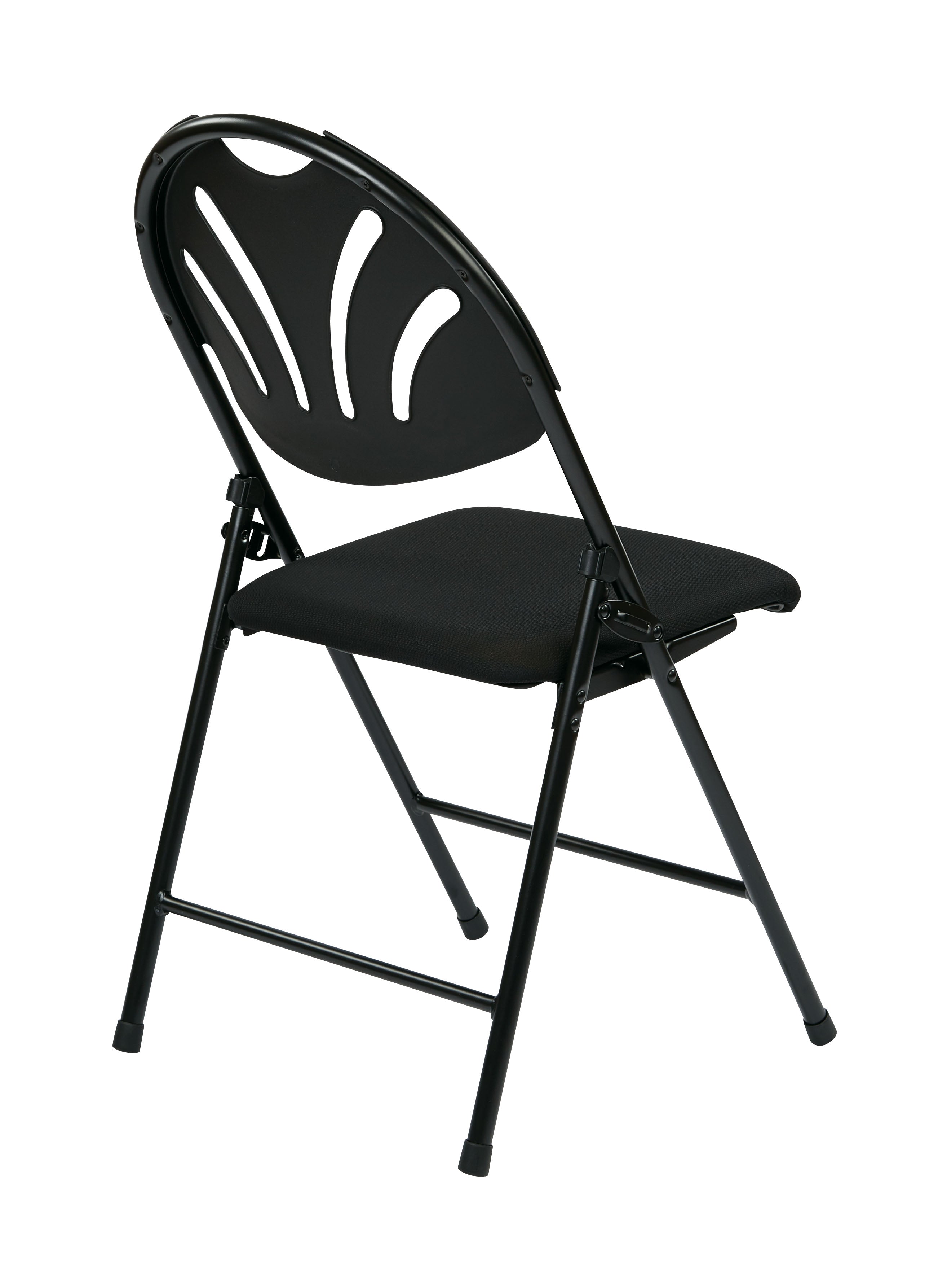 Folding Chair with Plastic Fan Back - Black