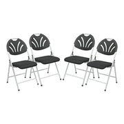 Folding Chair with Plastic Fan Back - Silver
