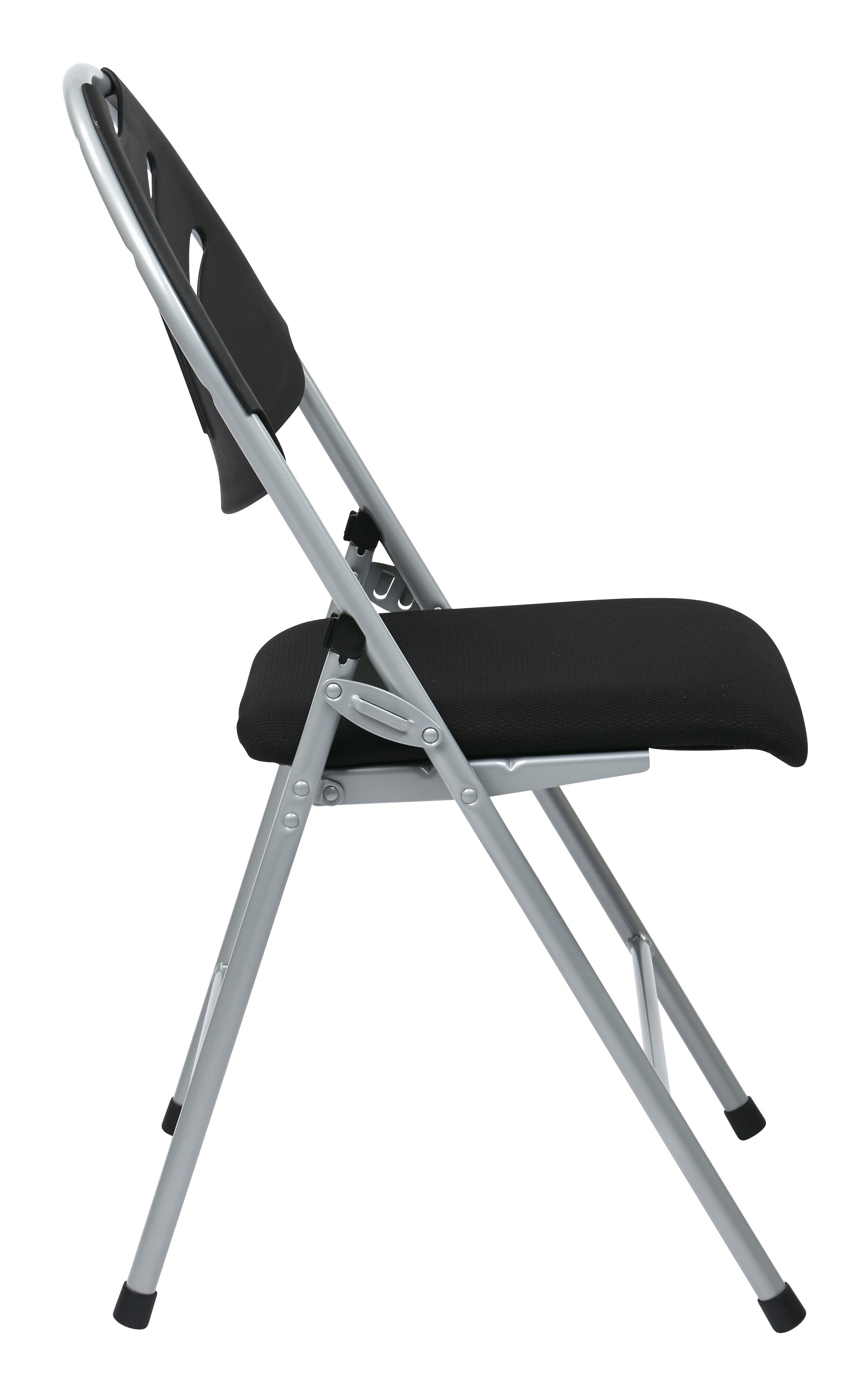 Folding Chair with Plastic Fan Back - Silver
