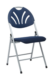 Folding Chair with Plastic Fan Back - Silver