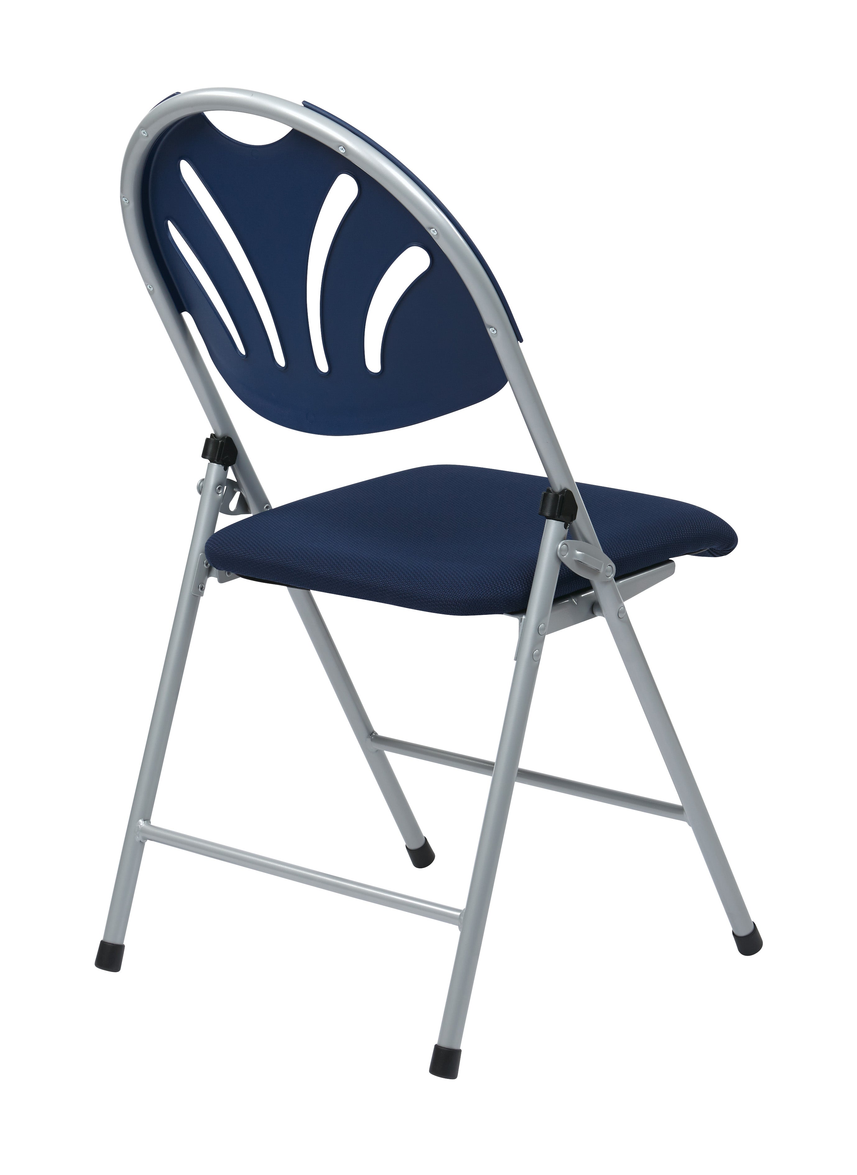Folding Chair with Plastic Fan Back - Silver