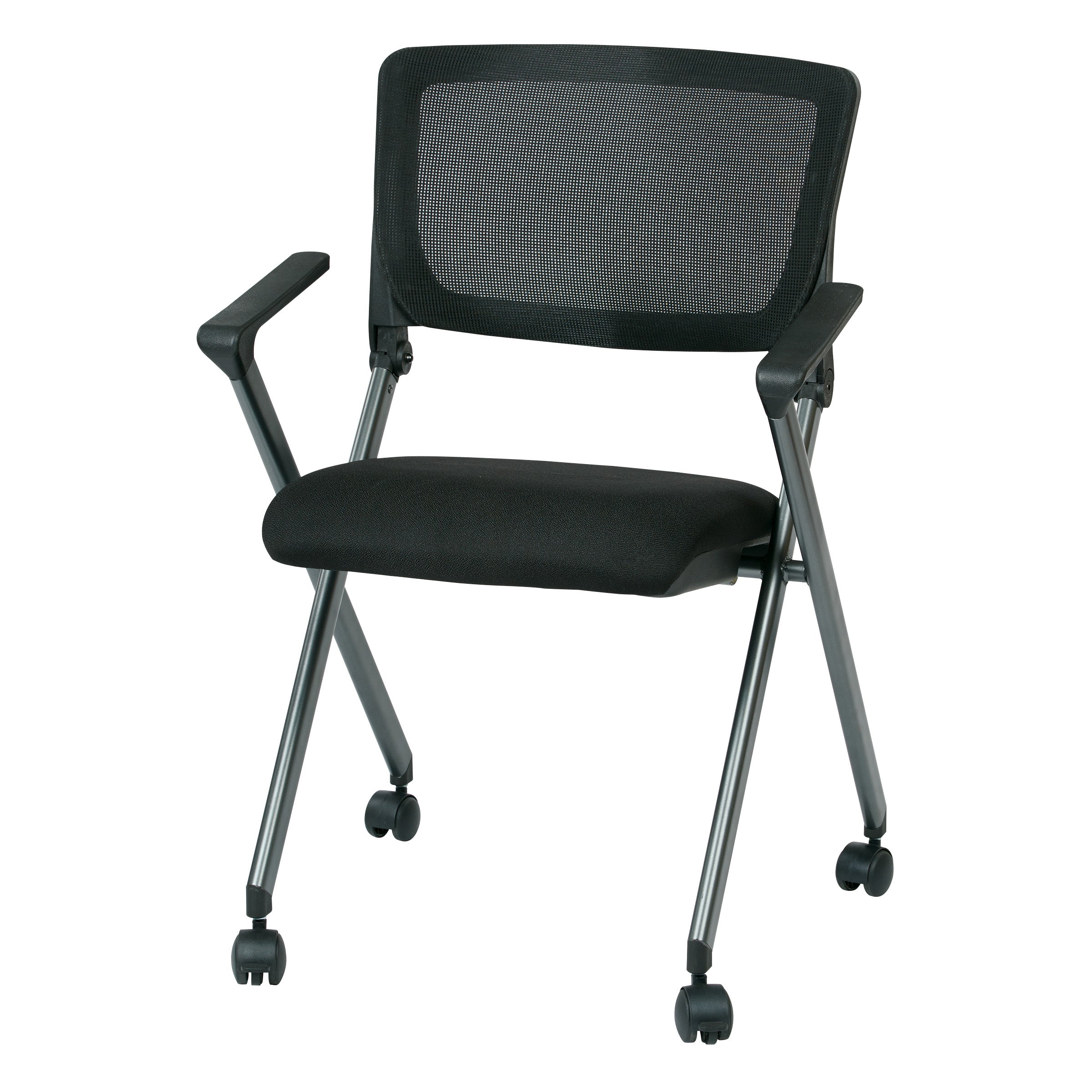 Folding Chair with Screen Back - Black
