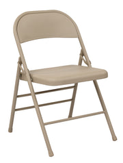 Folding Chair with Metal Seat and Back - Tan