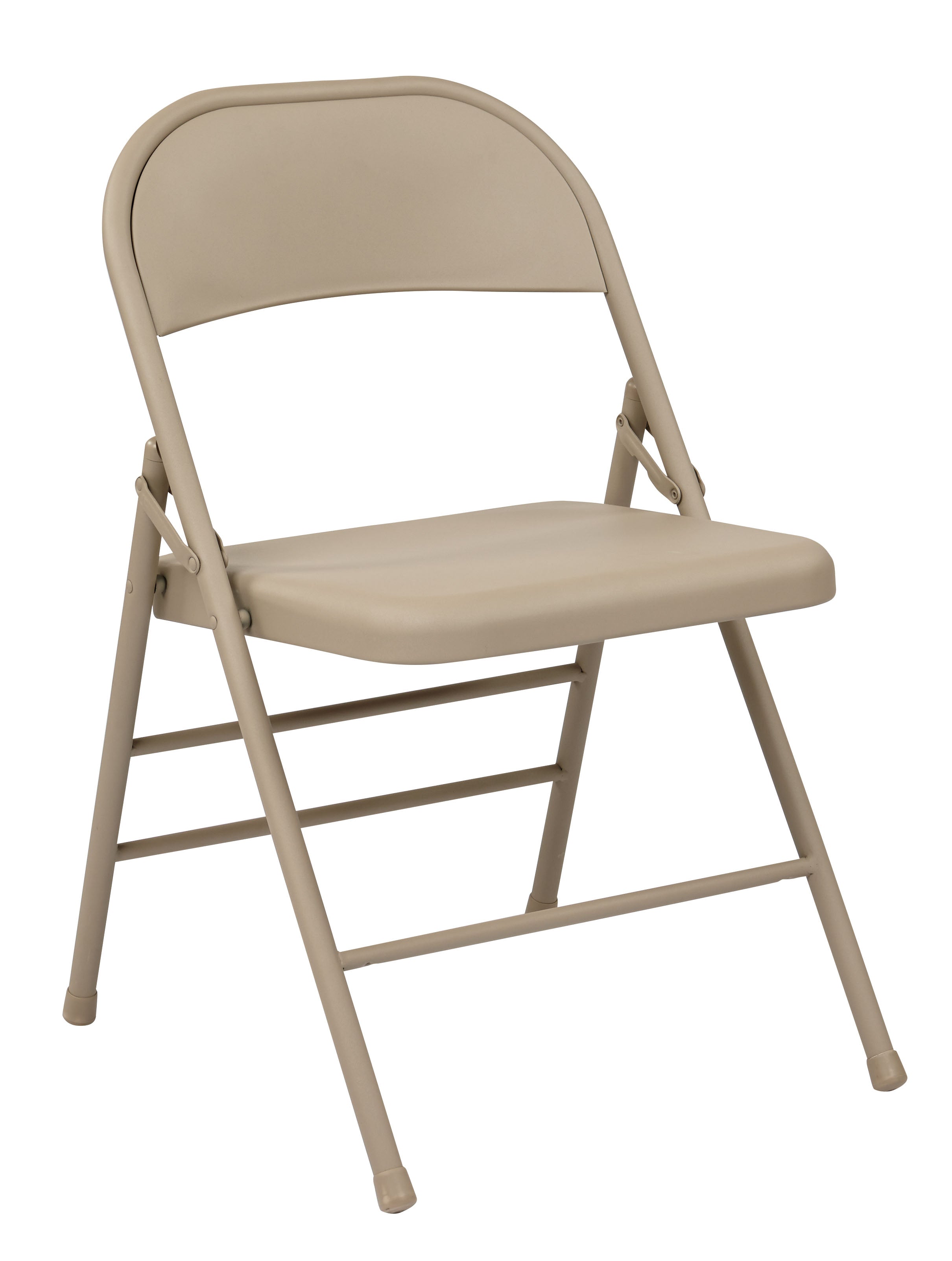 Folding Chair with Metal Seat and Back - Tan