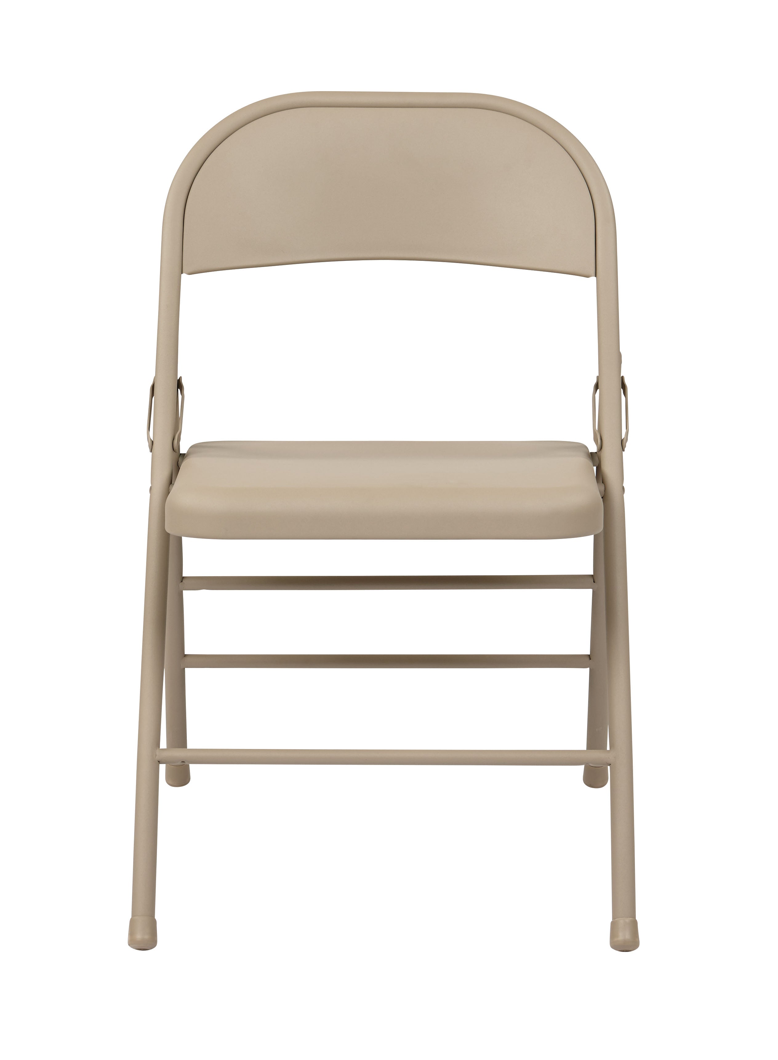 Folding Chair with Metal Seat and Back - Tan
