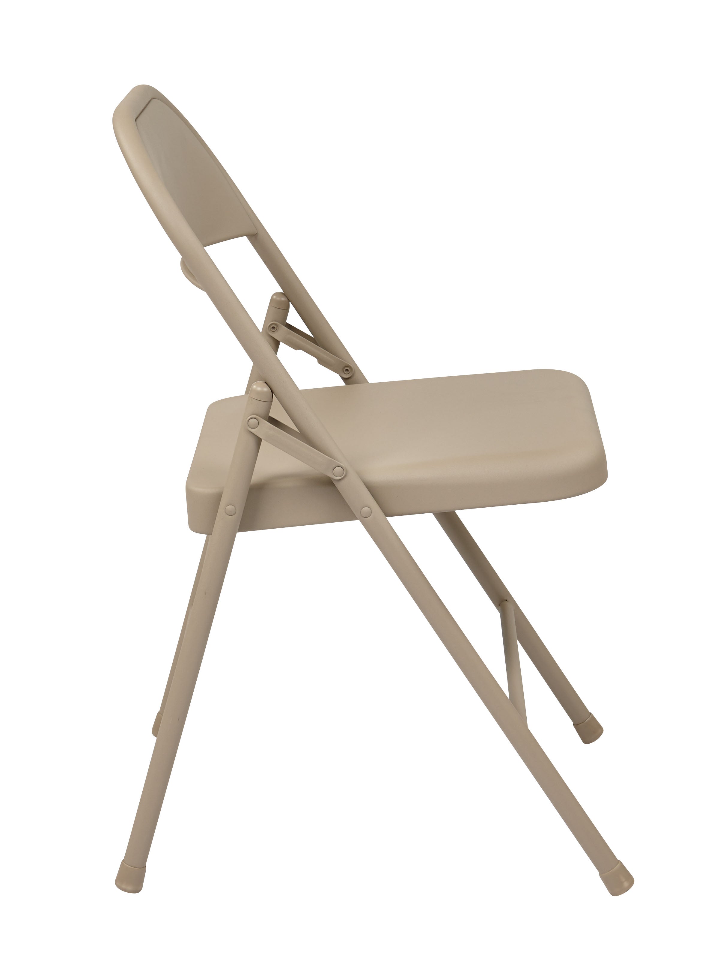 Folding Chair with Metal Seat and Back - Tan