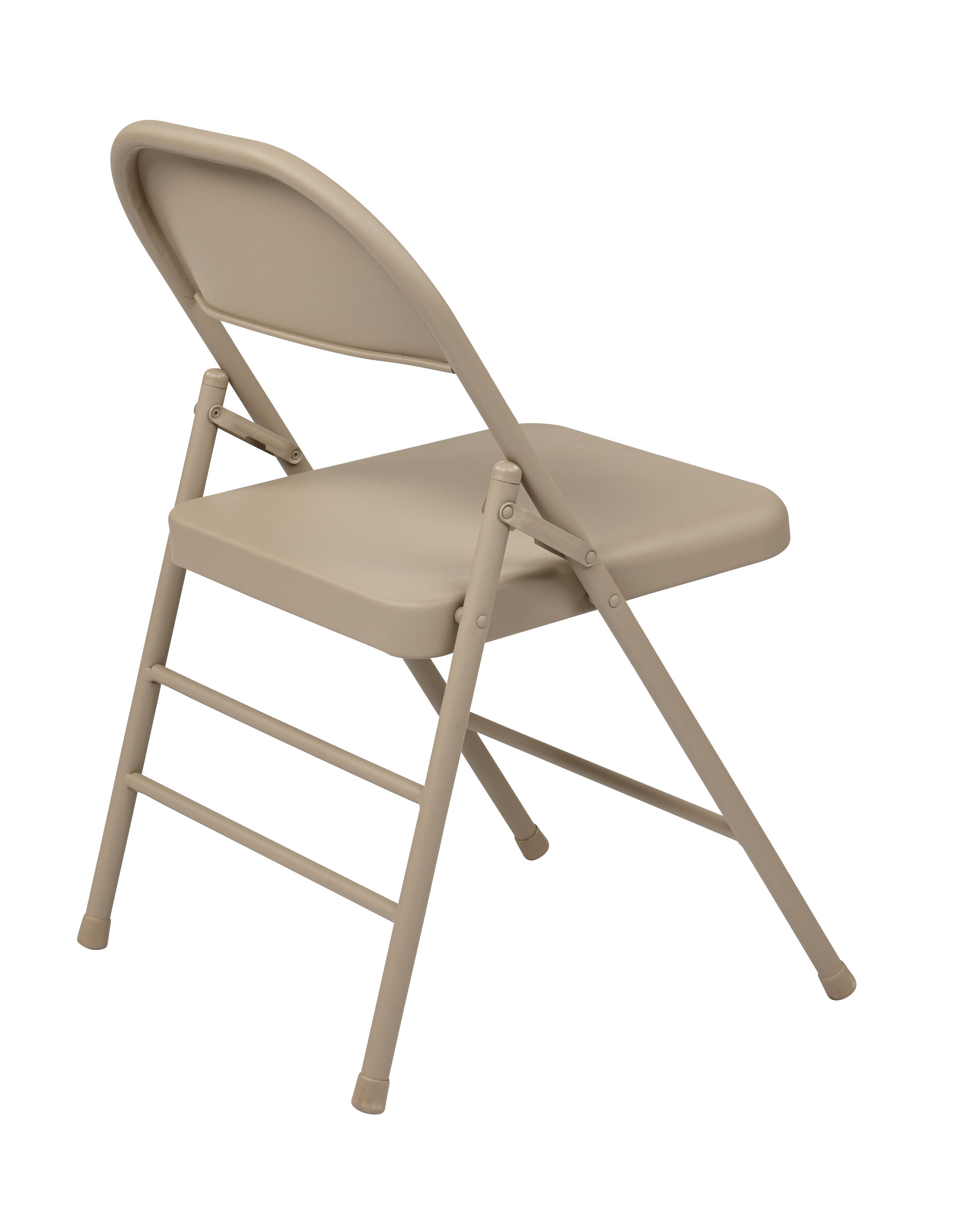 Folding Chair with Metal Seat and Back - Tan