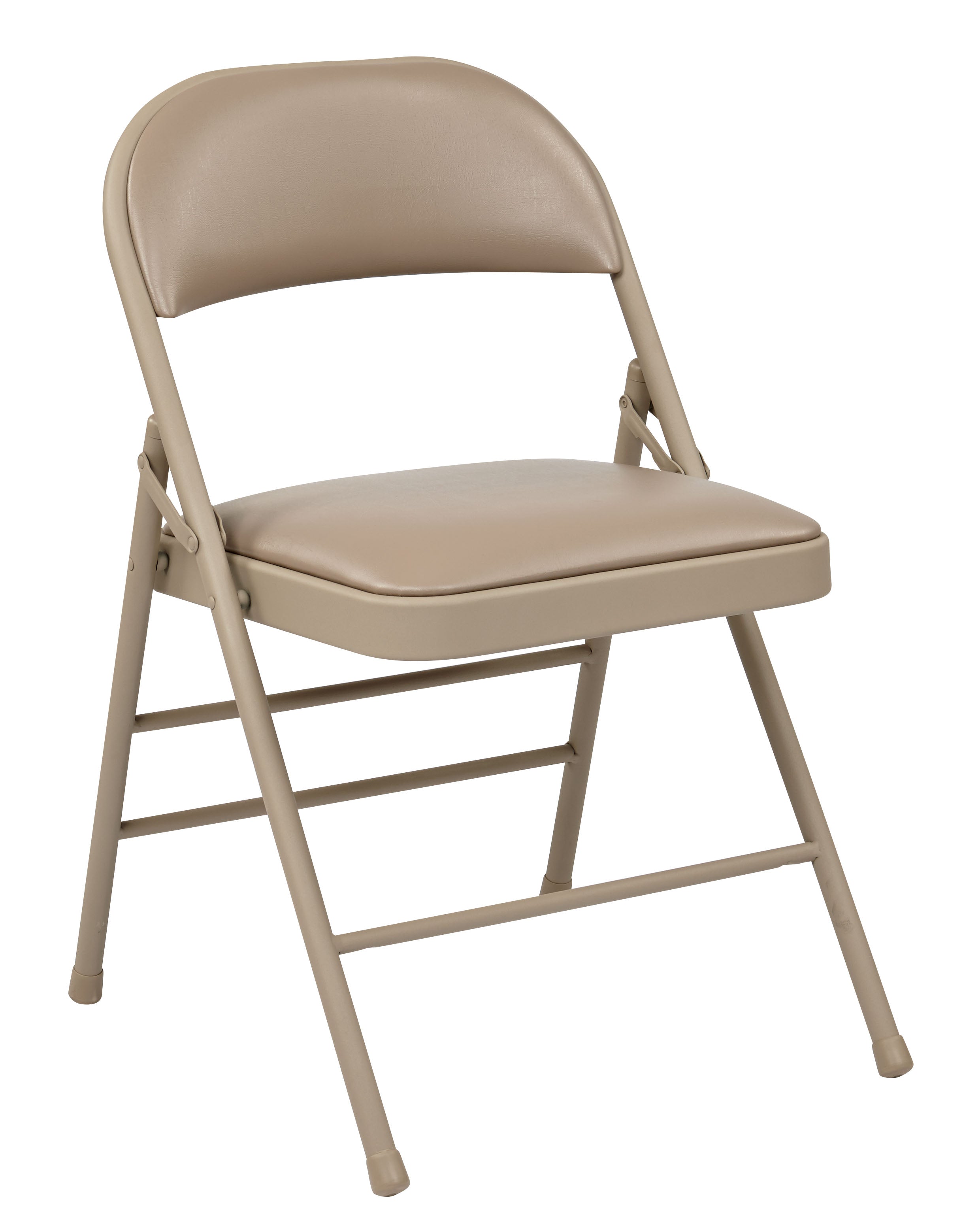 Folding Chair with Vinyl Seat and Back - Tan