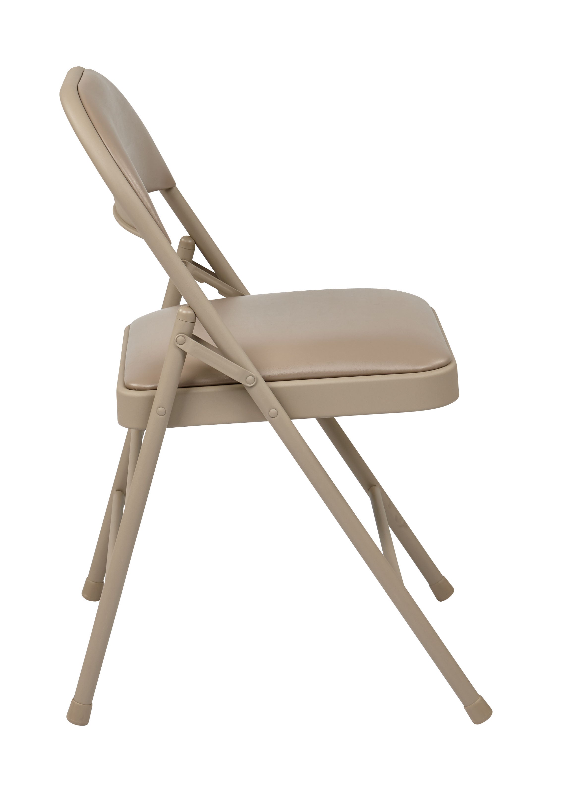 Folding Chair with Vinyl Seat and Back - Tan