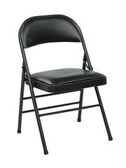Folding Chair with Vinyl Seat and Back - Black