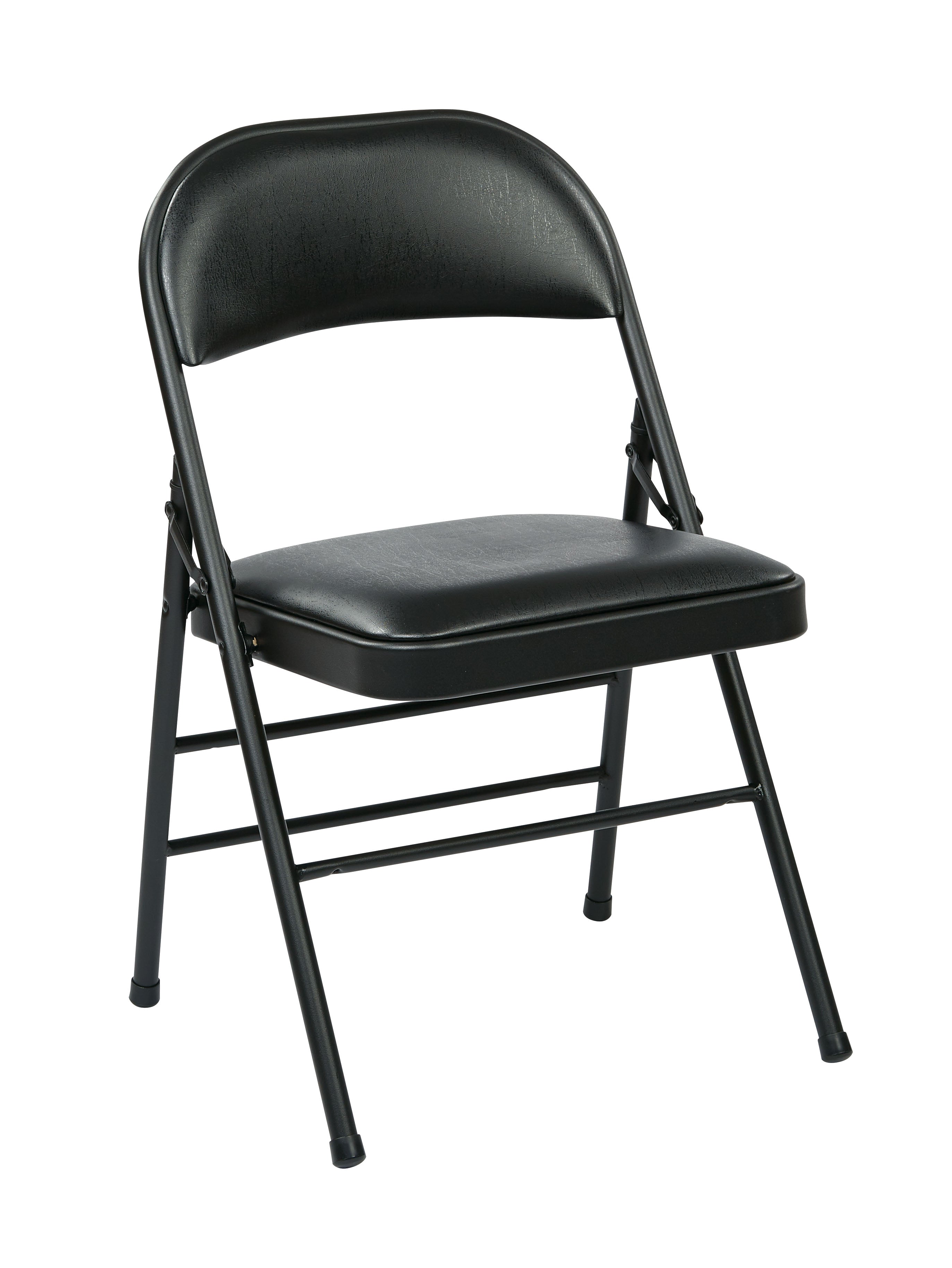 Folding Chair with Vinyl Seat and Back - Black