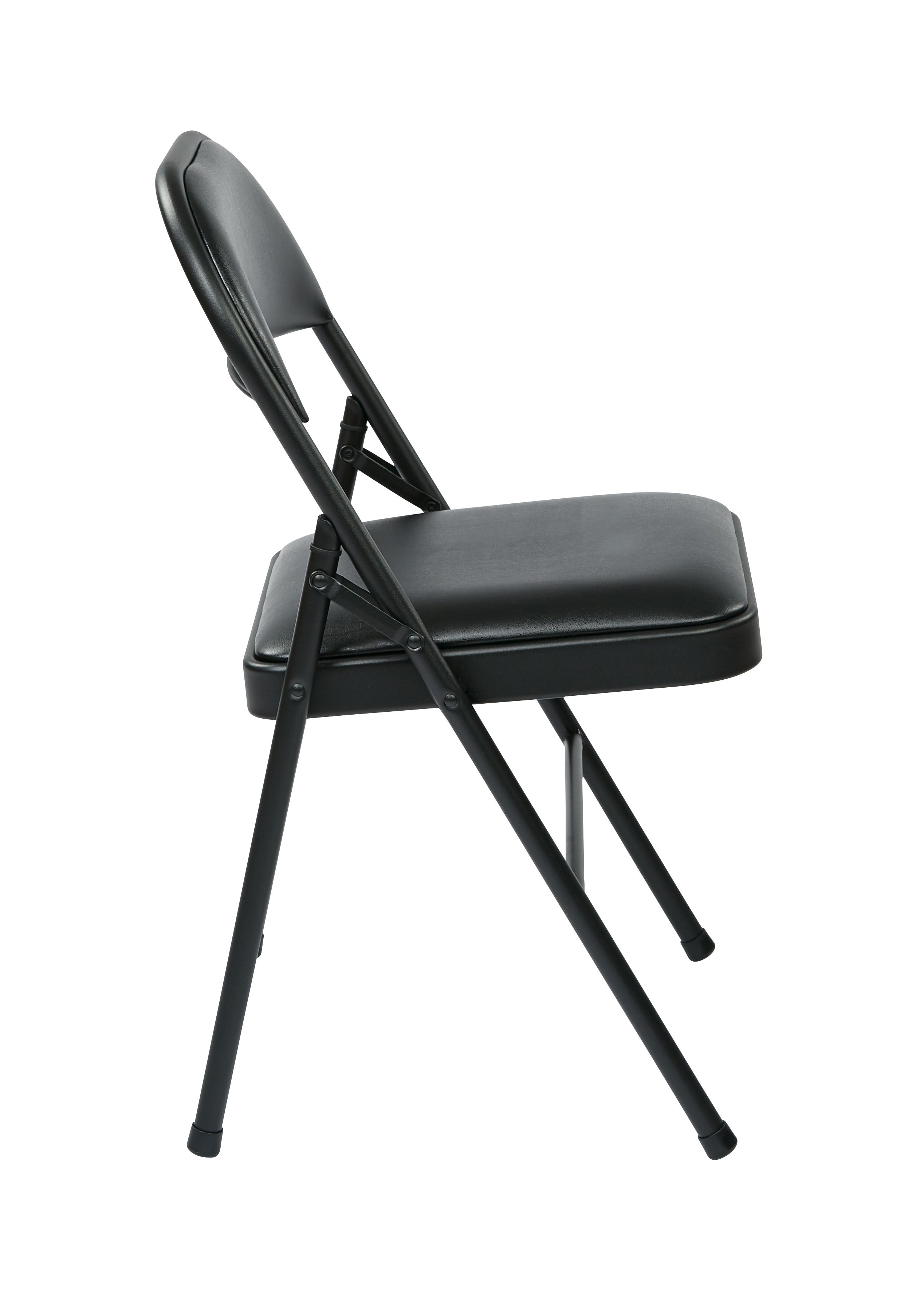 Folding Chair with Vinyl Seat and Back - Black