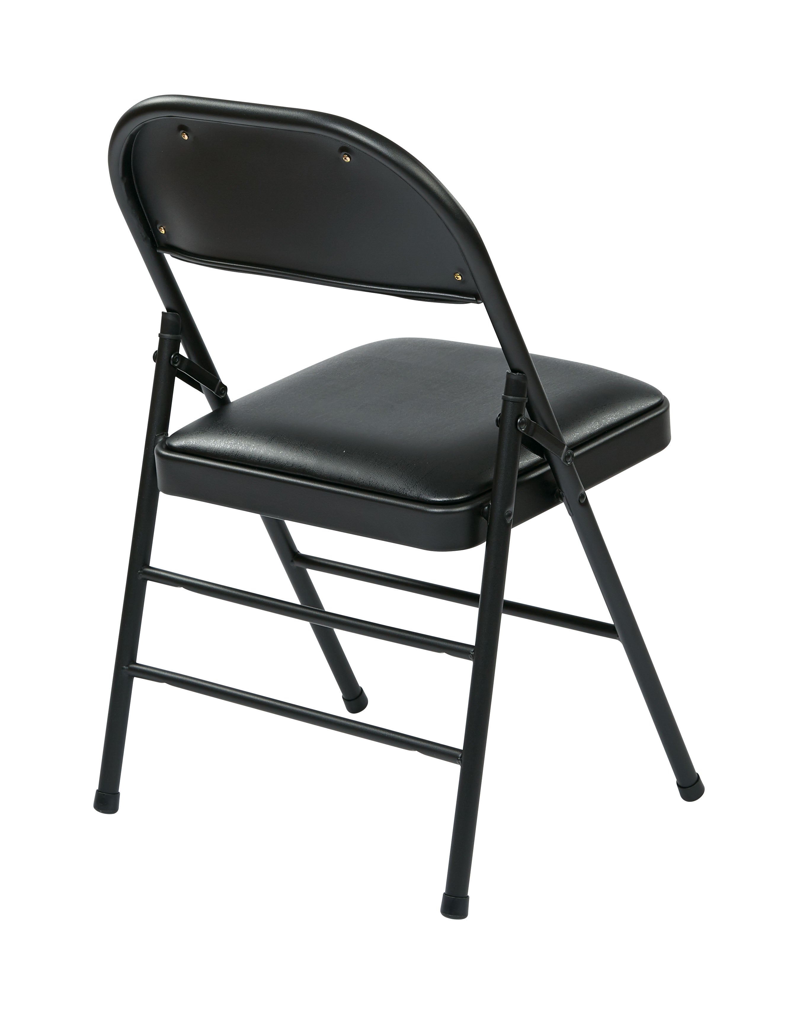Folding Chair with Vinyl Seat and Back - Black