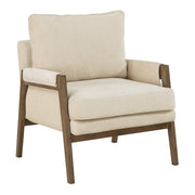 Fergus Wood Frame Armchair in Linen Rustic Brown Frame
