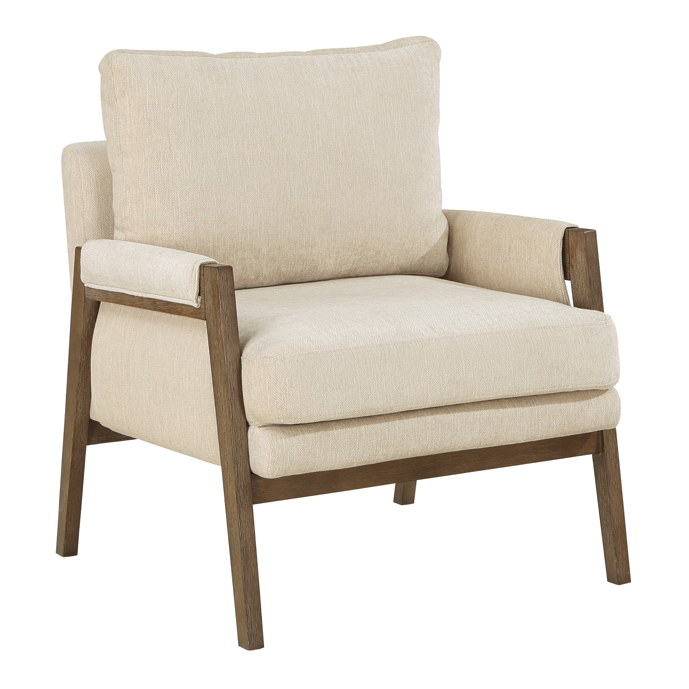 Fergus Wood Frame Armchair in Linen Rustic Brown Frame