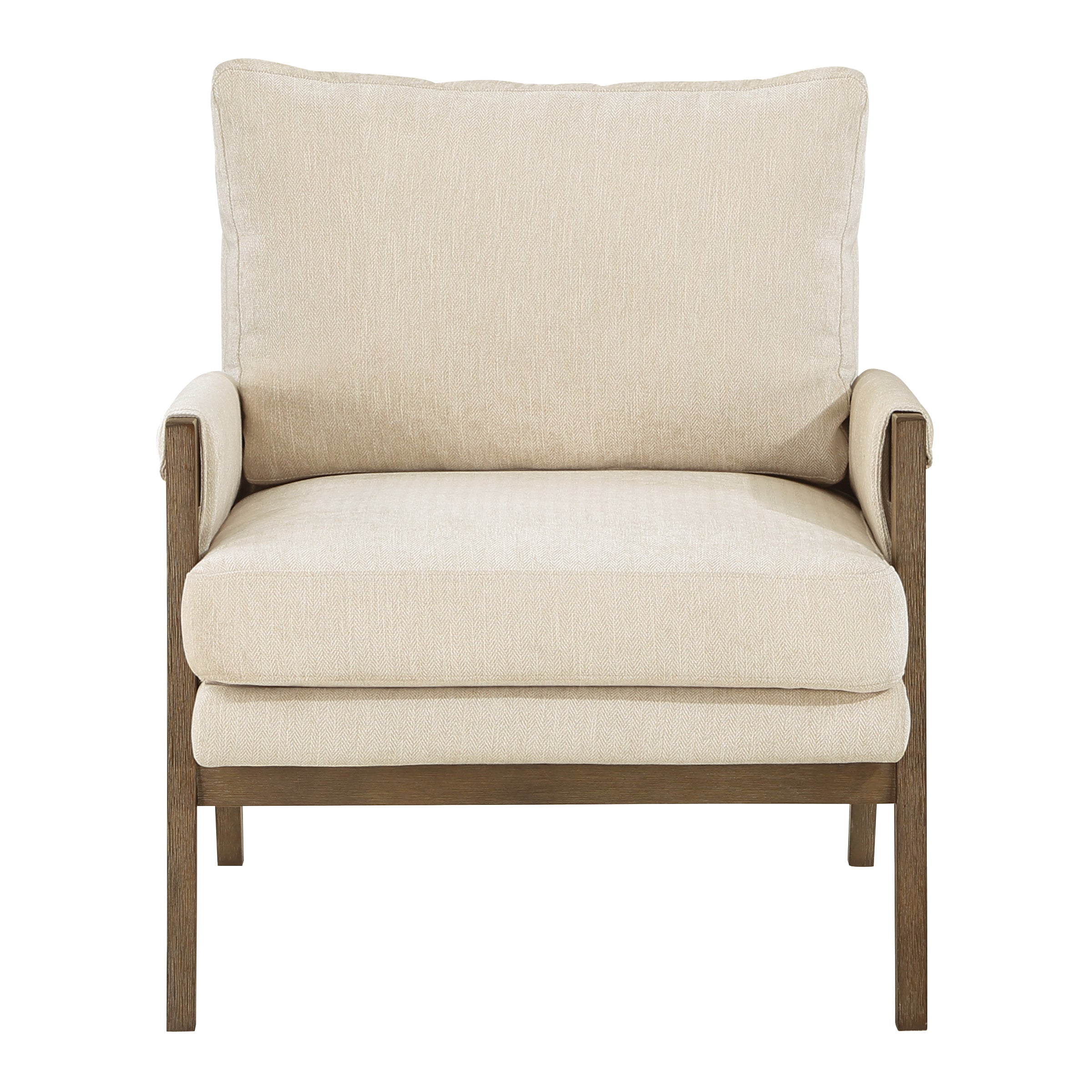Fergus Wood Frame Armchair in Linen Rustic Brown Frame