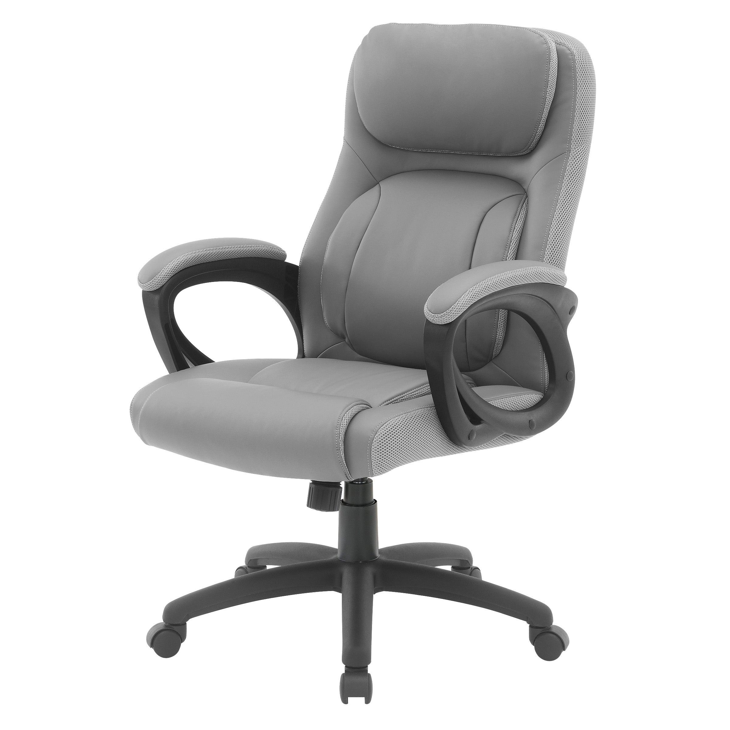 Faux Leather Manager's Chair  - Taupe/ Grey