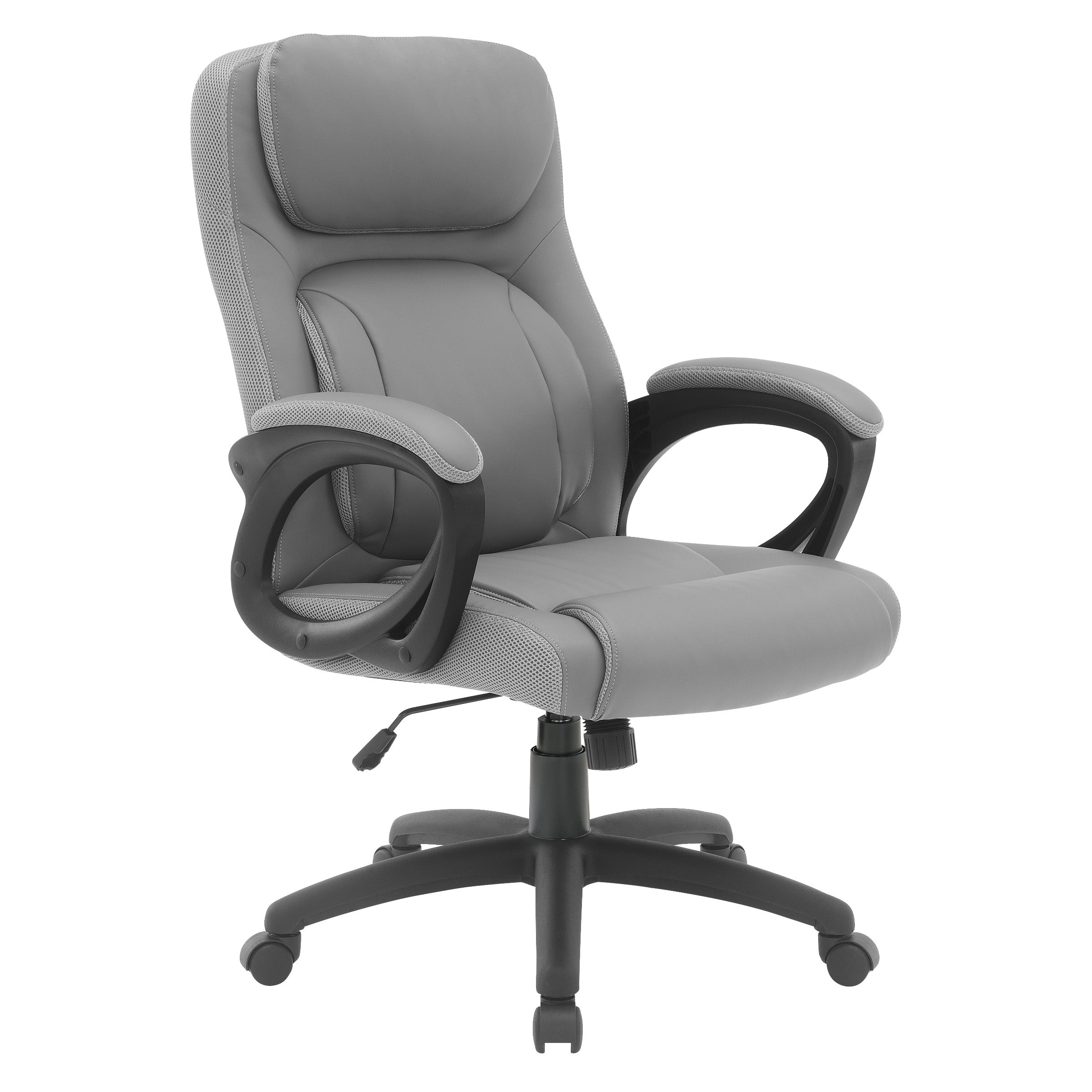 Faux Leather Manager's Chair  - Taupe/ Grey