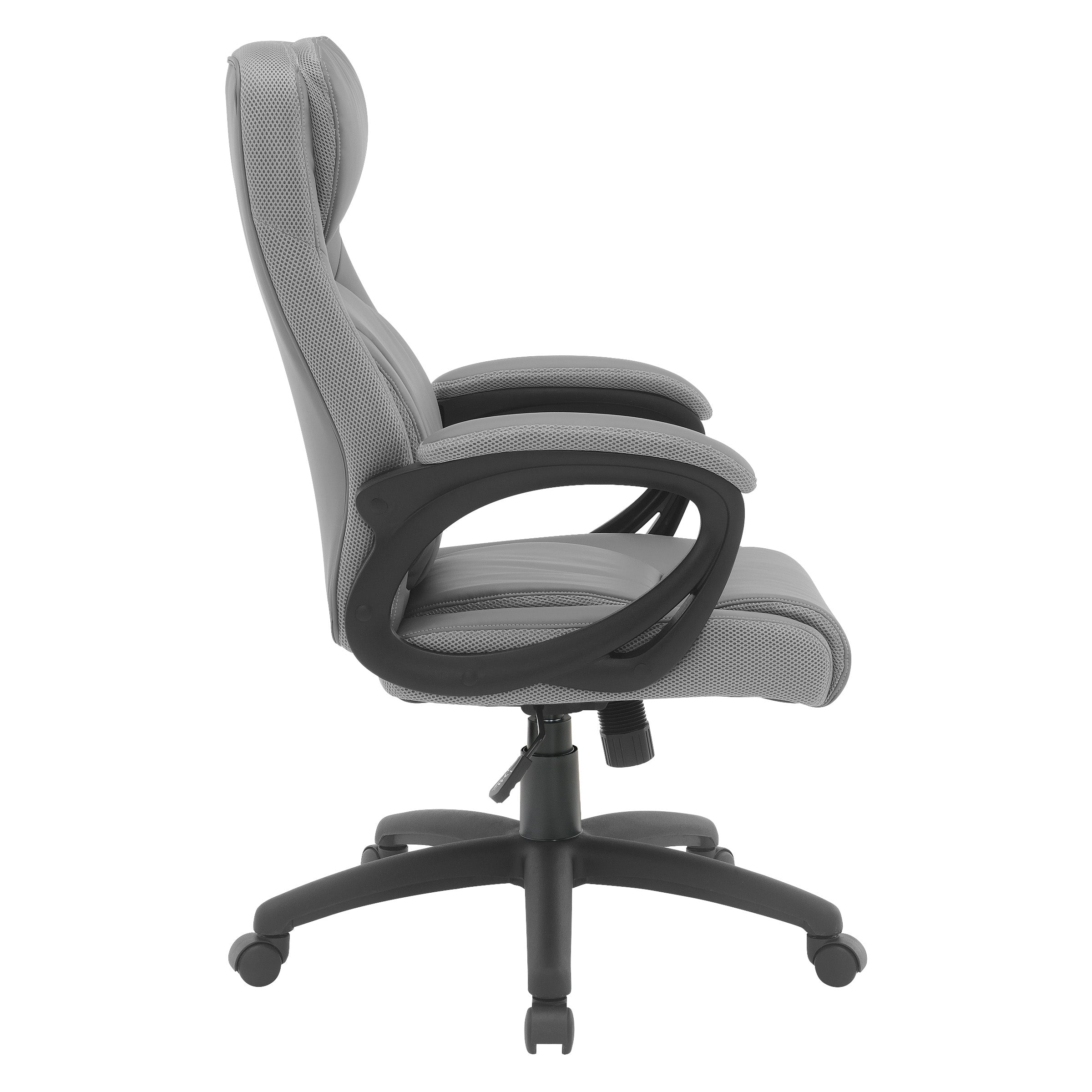 Faux Leather Manager's Chair  - Taupe/ Grey