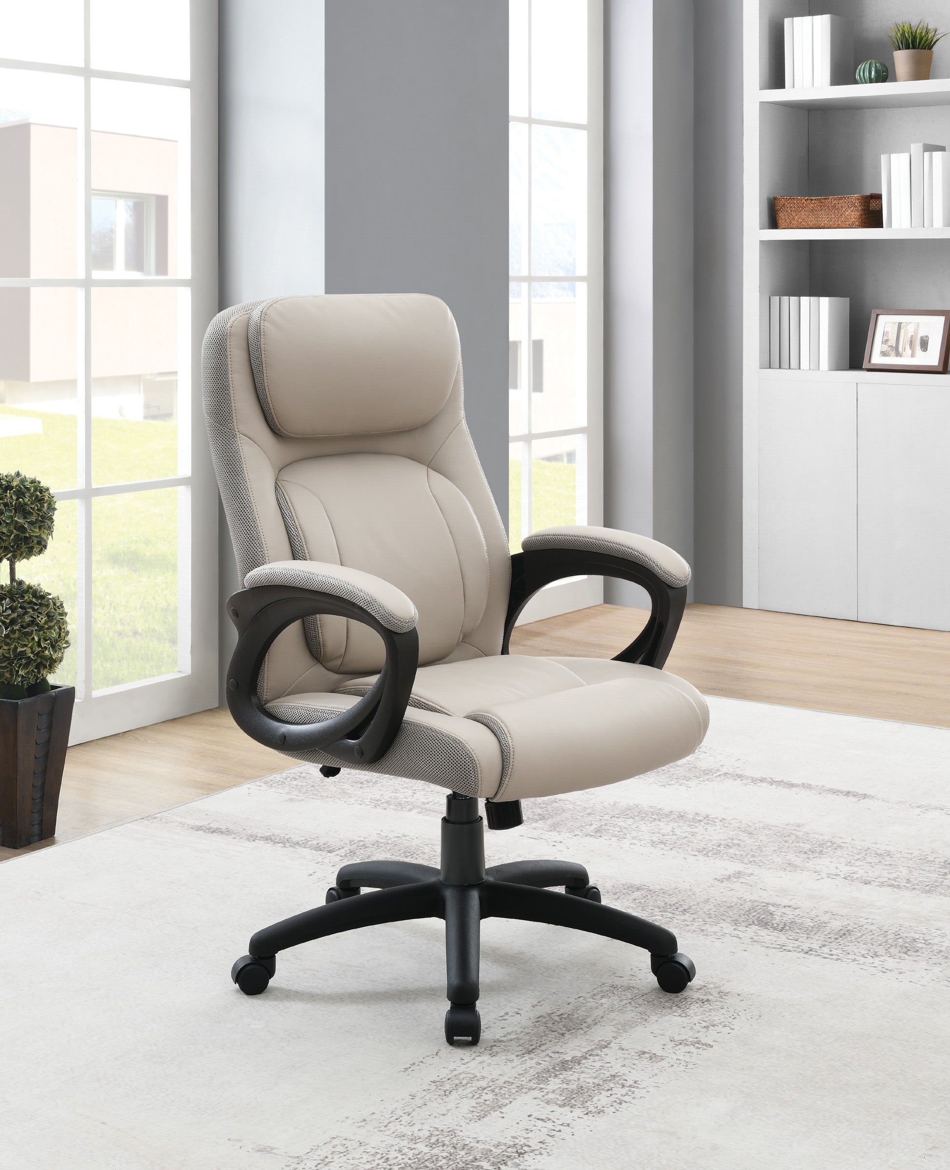 Faux Leather Manager's Chair  - Charcoal/ Grey