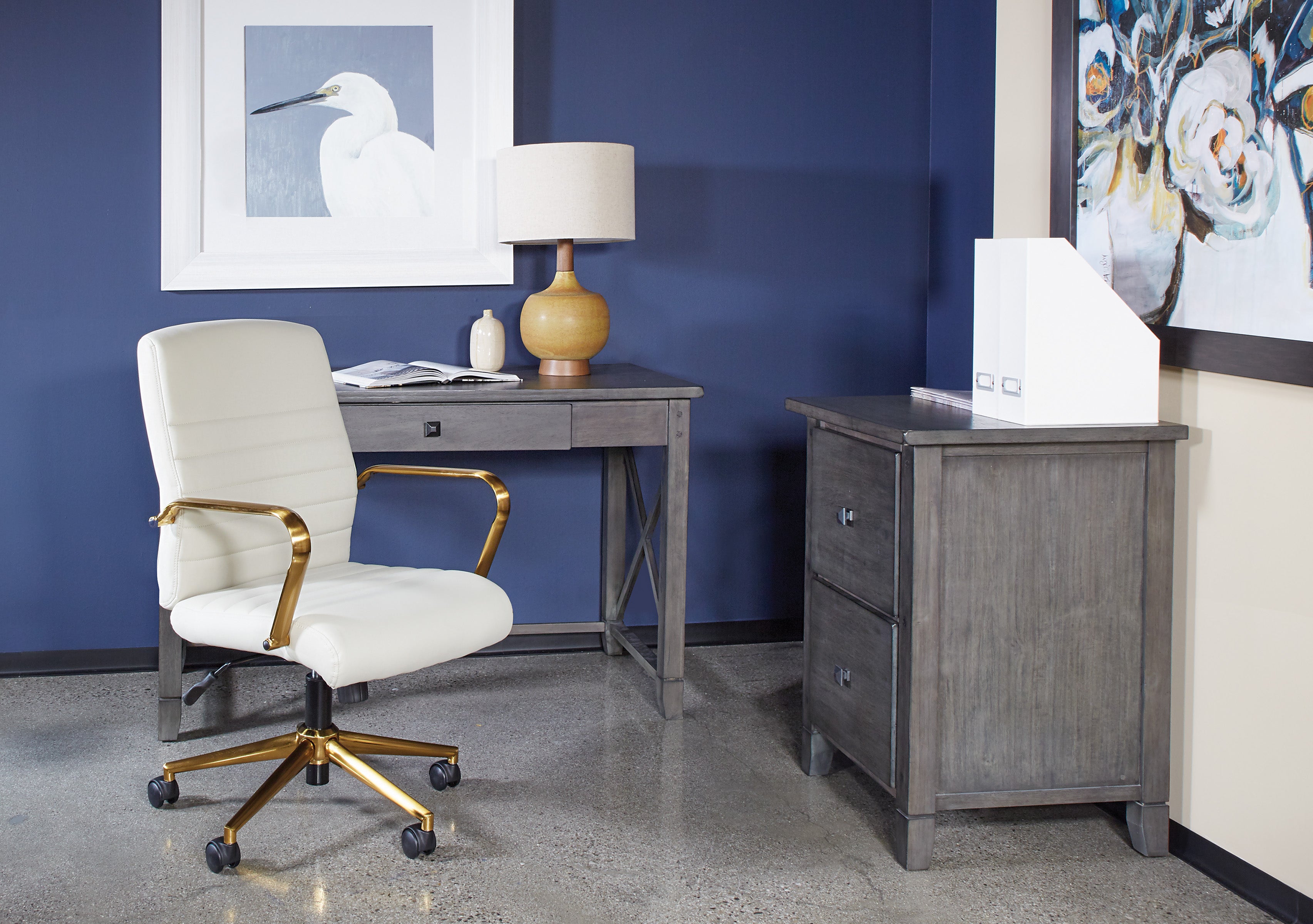 Baldwin Mid-Back Faux Leather Chair - White