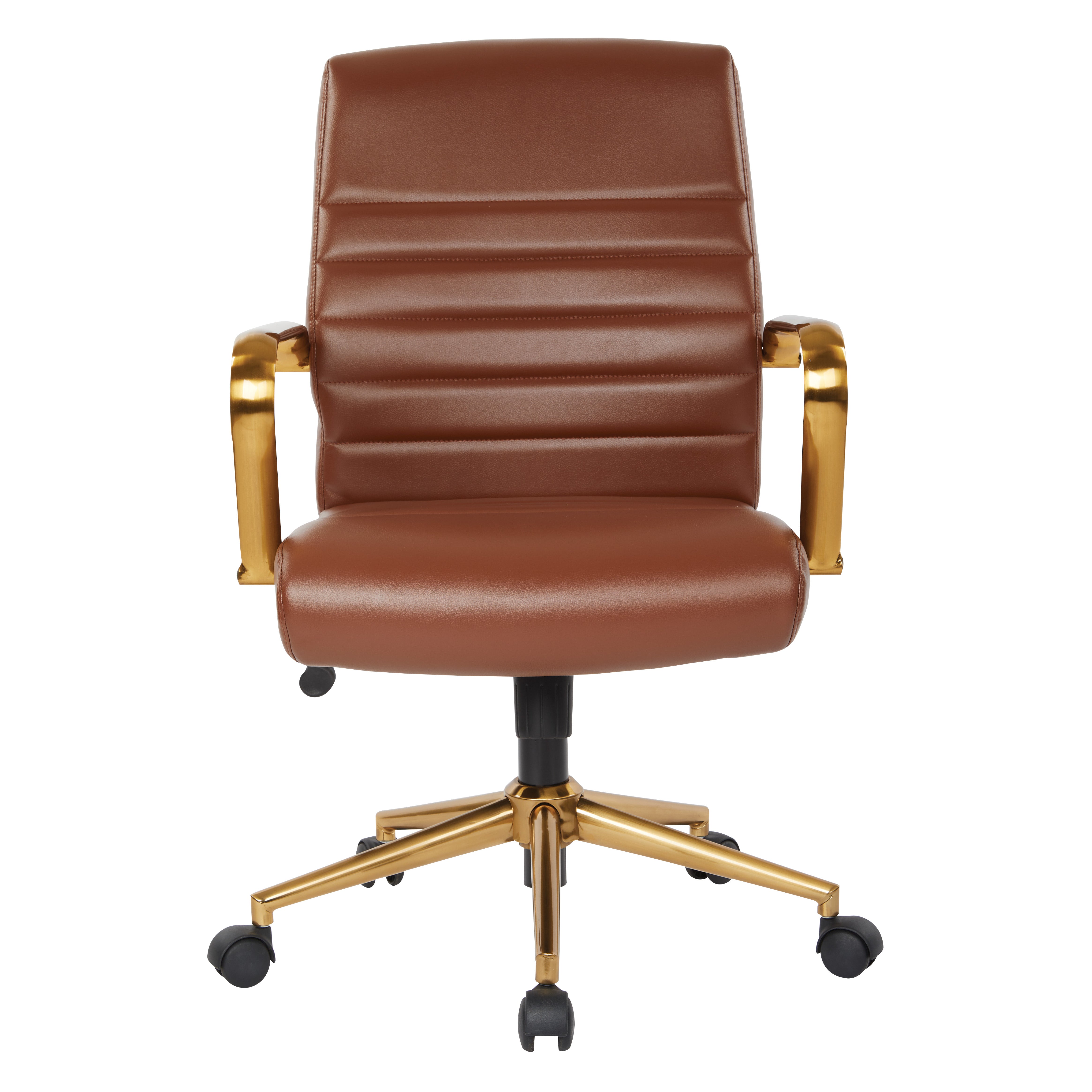 Baldwin Mid-Back Faux Leather Chair - Saddle