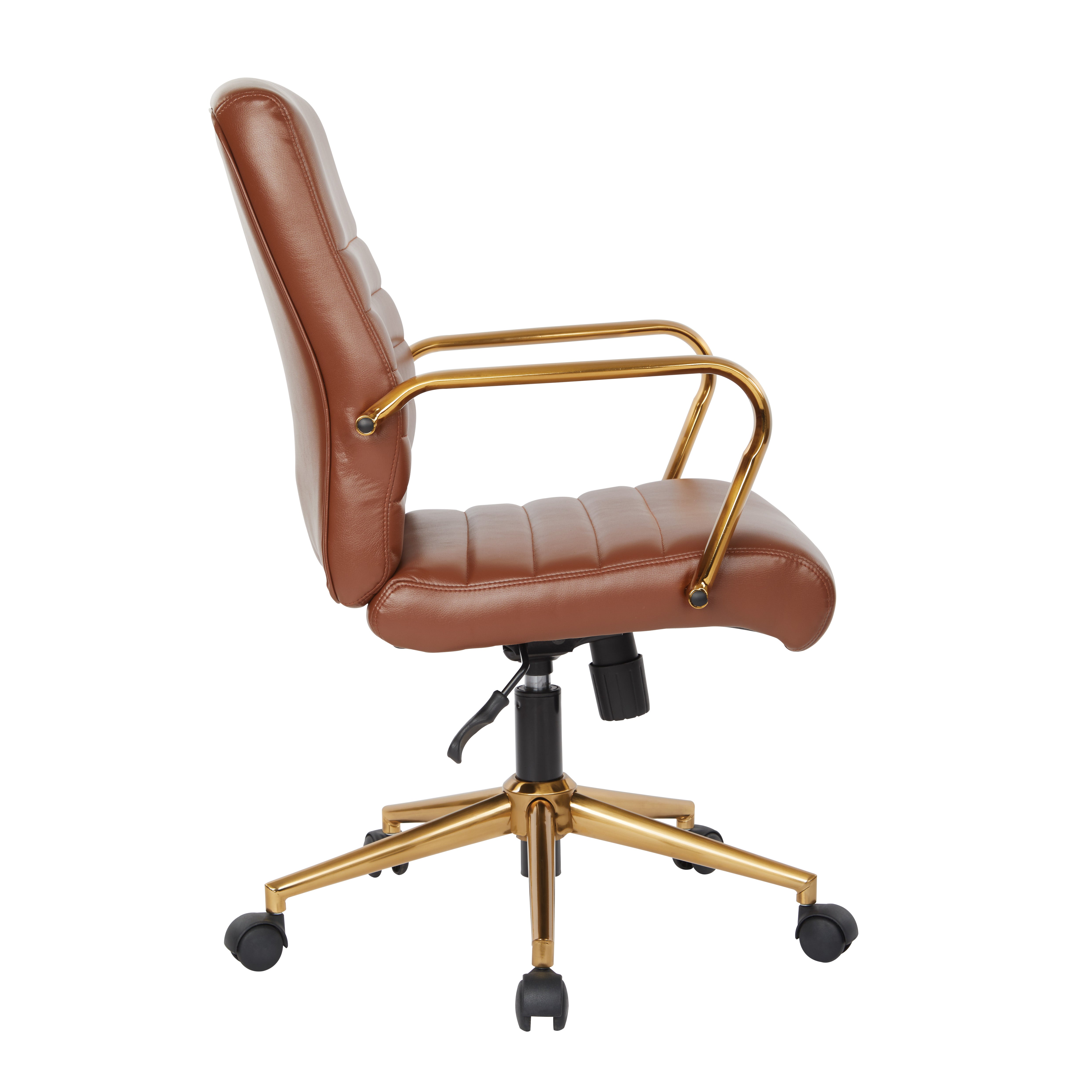 Baldwin Mid-Back Faux Leather Chair - Saddle