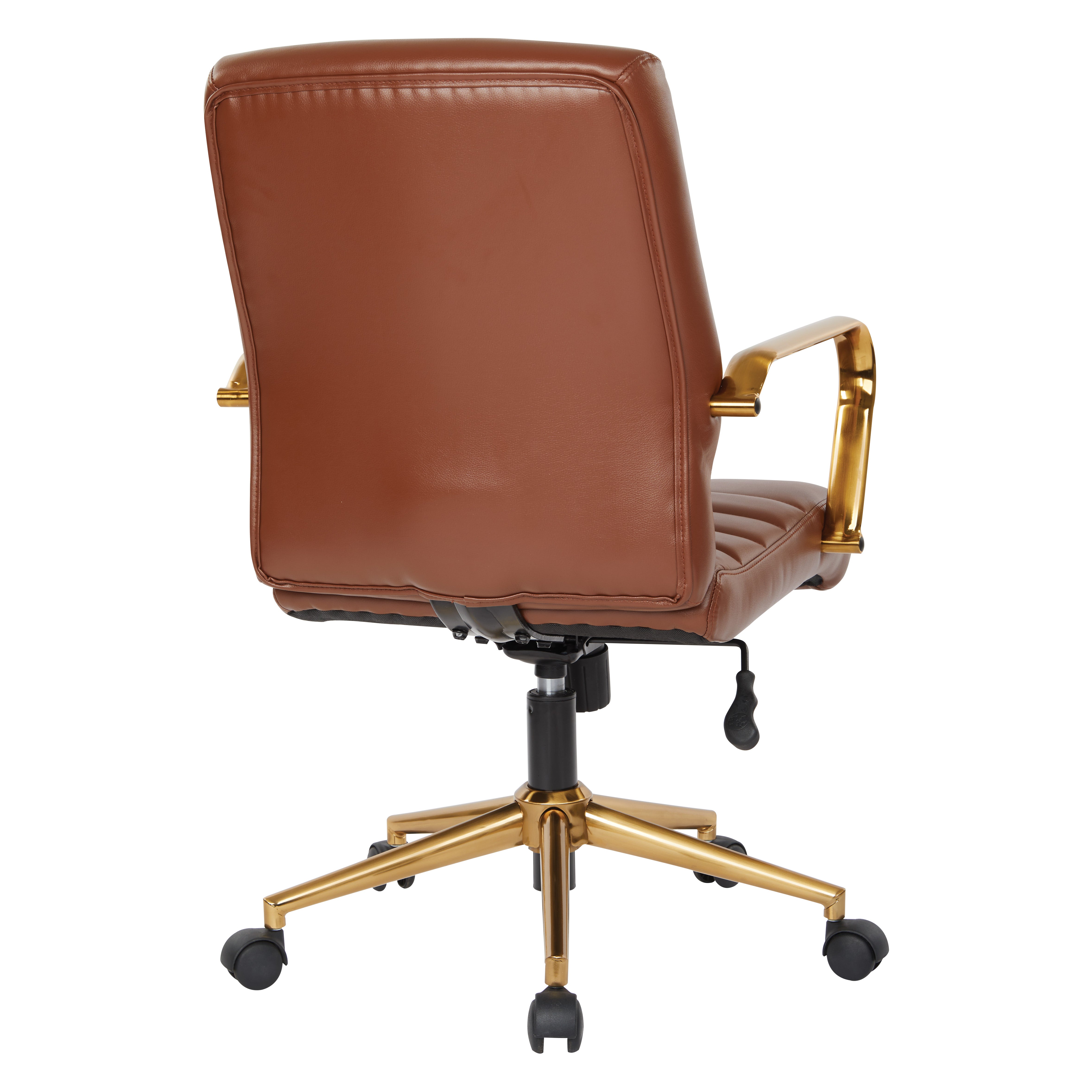 Baldwin Mid-Back Faux Leather Chair - Saddle
