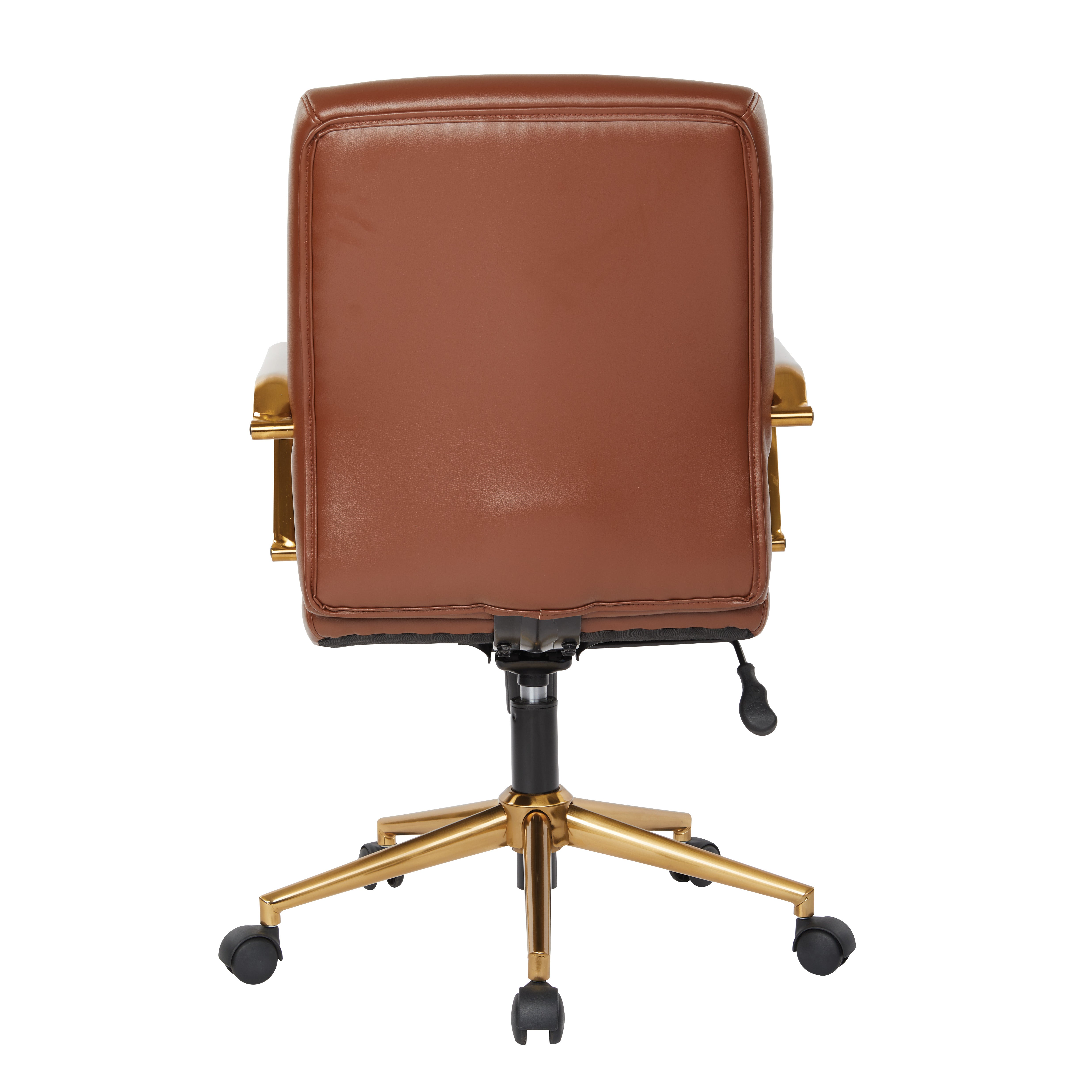 Baldwin Mid-Back Faux Leather Chair - Saddle