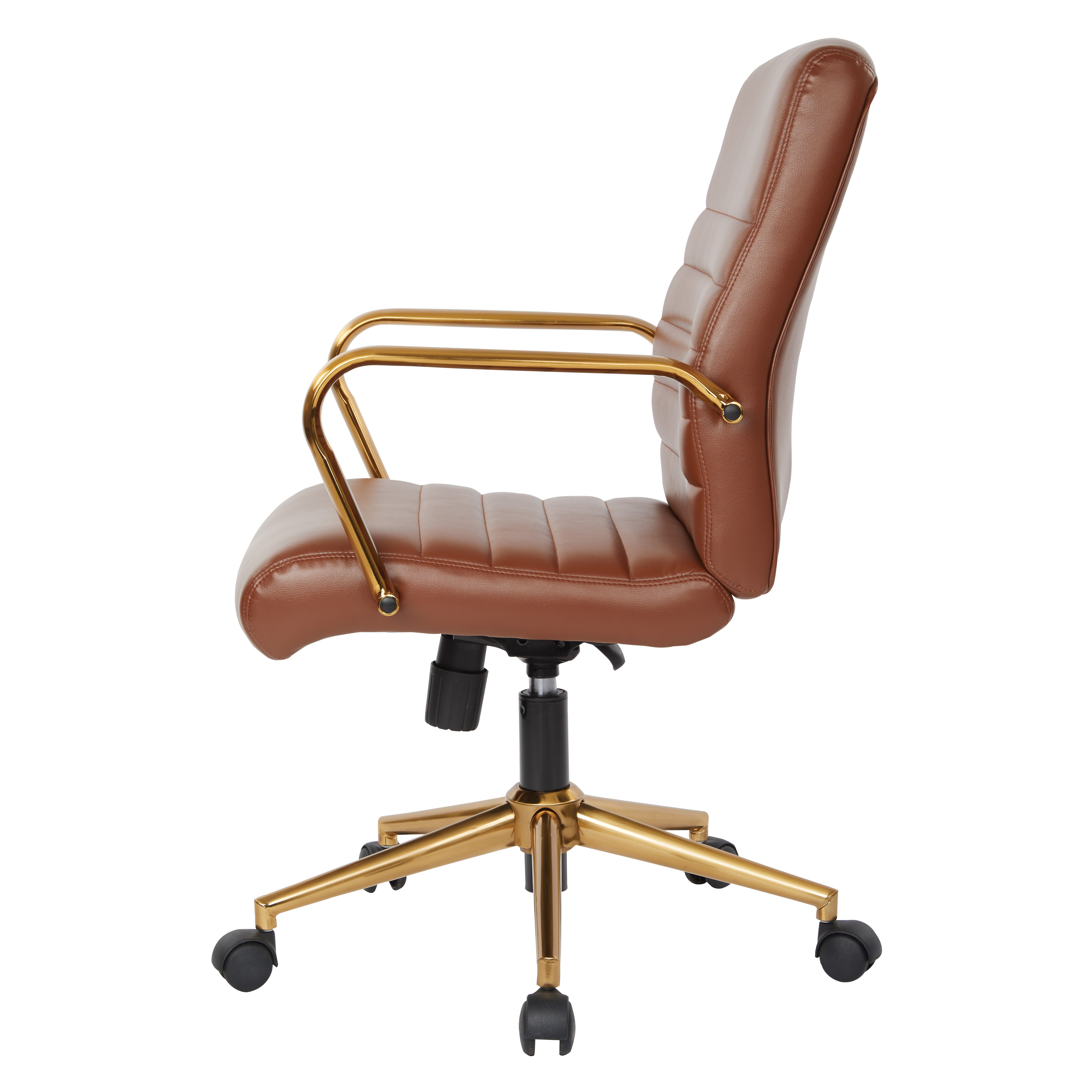 Baldwin Mid-Back Faux Leather Chair - Saddle