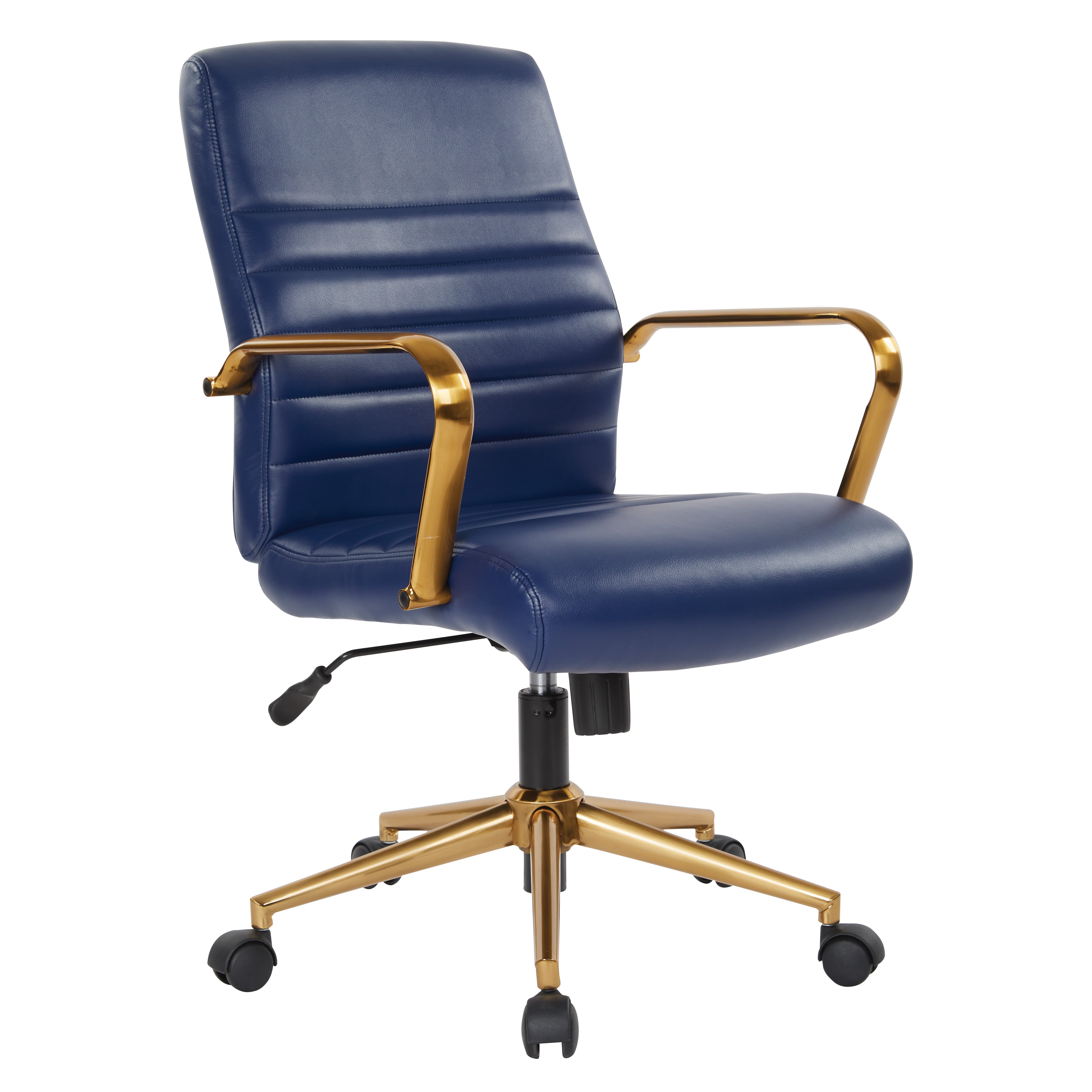 Baldwin Mid-Back Faux Leather Chair - Navy