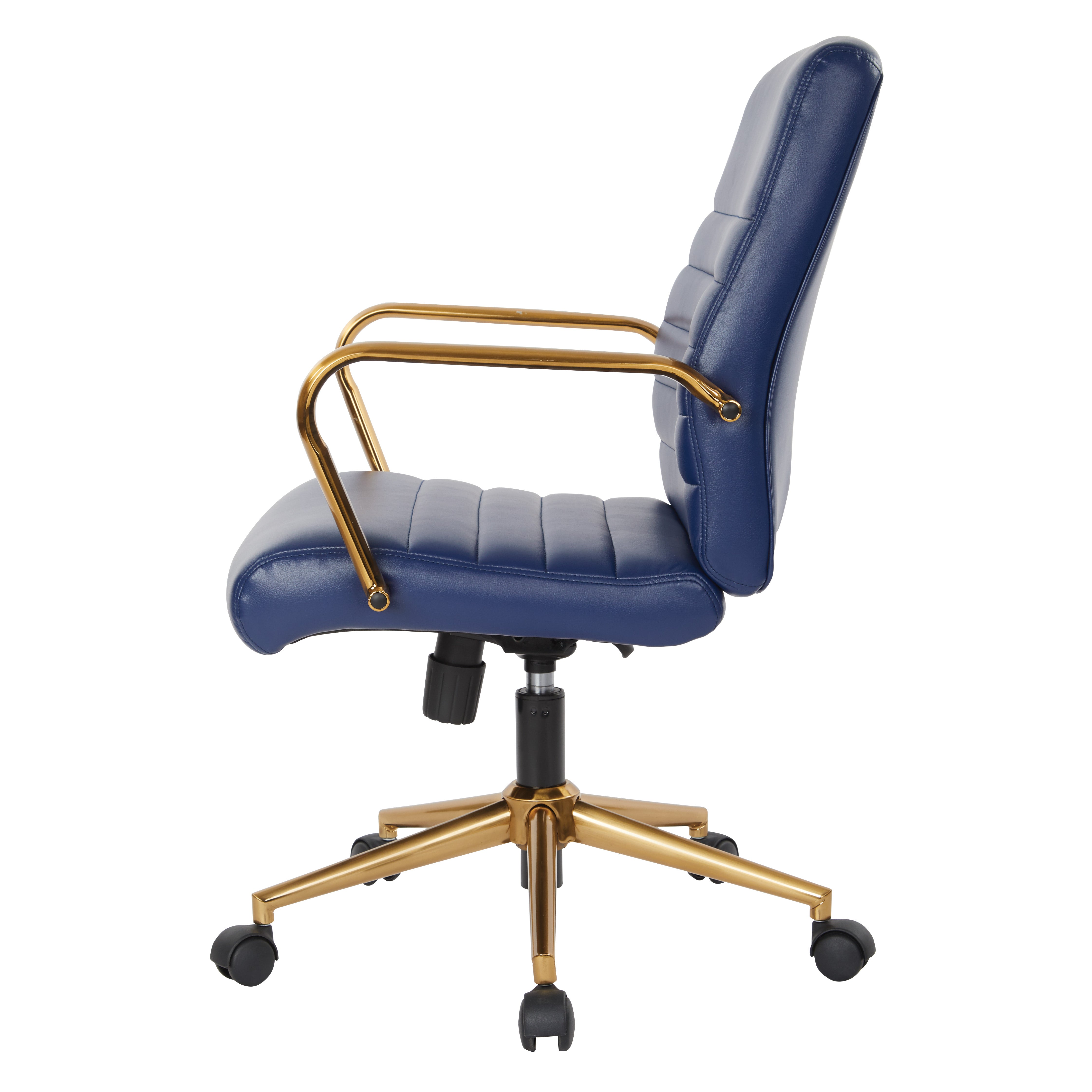 Baldwin Mid-Back Faux Leather Chair - Navy