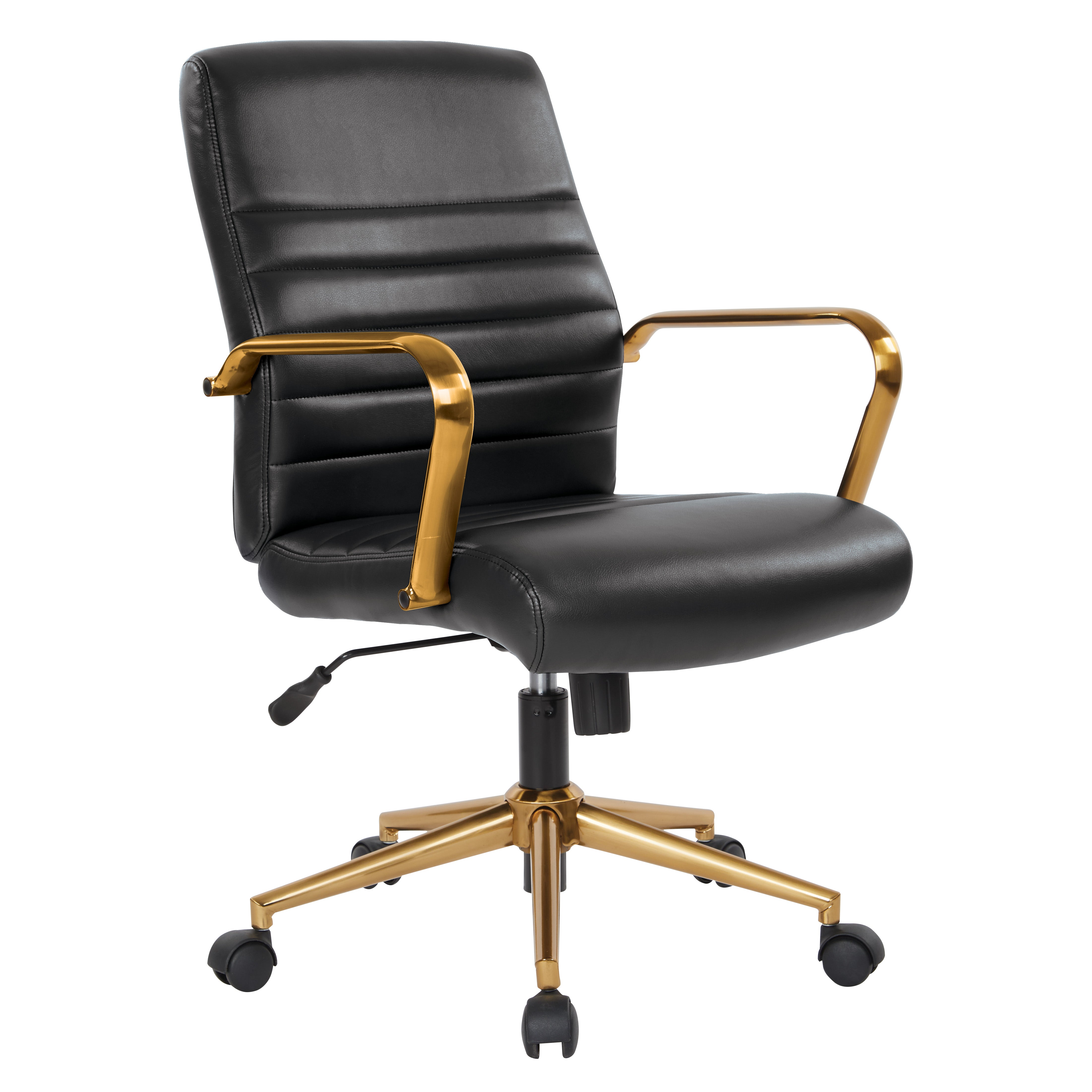 Baldwin Mid-Back Faux Leather Chair - Black