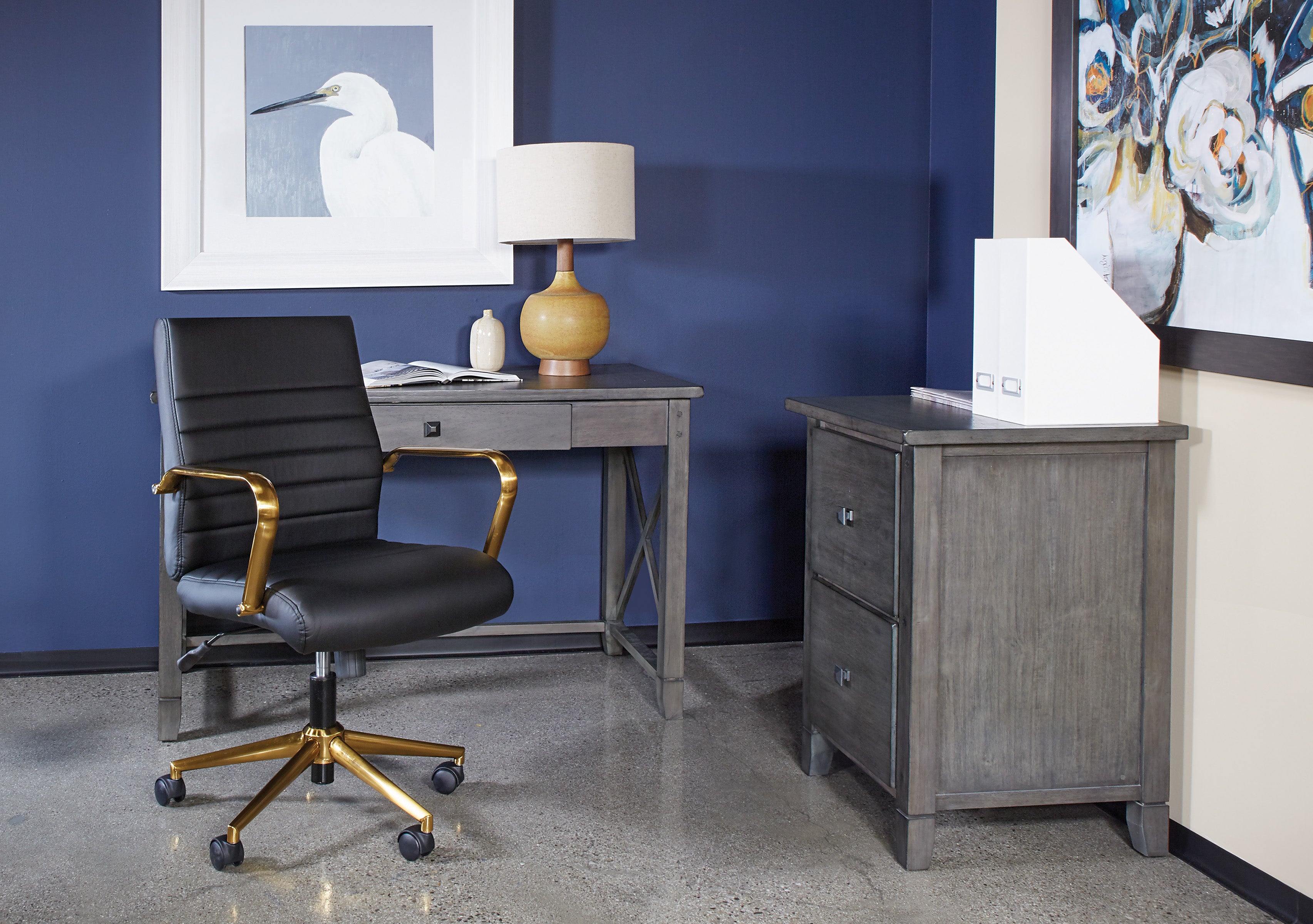 Baldwin Mid-Back Faux Leather Chair - Black
