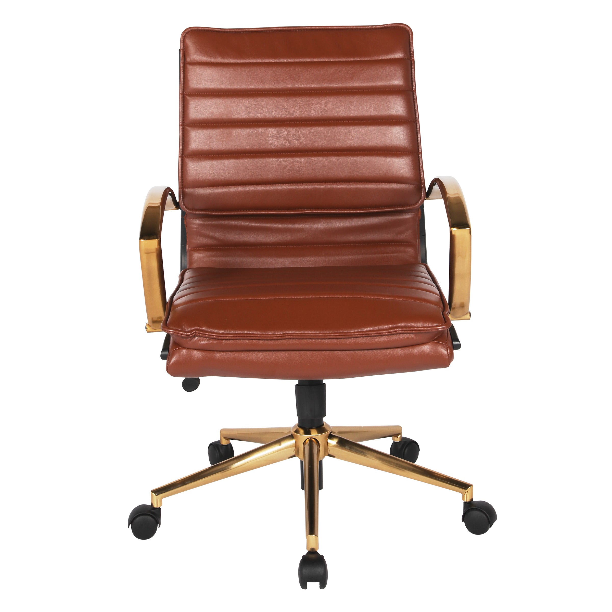 Mid-Back Faux Leather Chair - Saddle