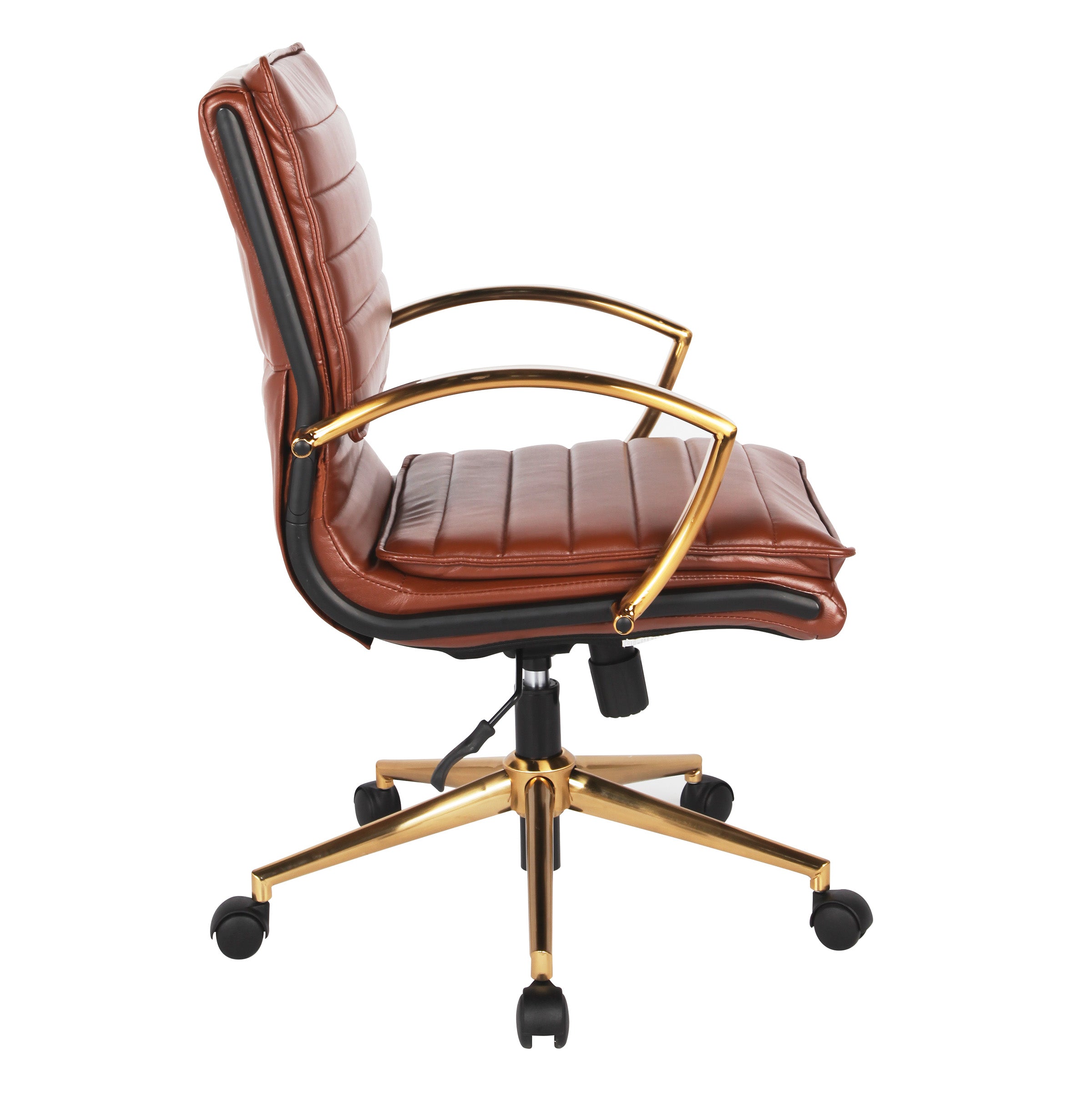 Mid-Back Faux Leather Chair - Saddle