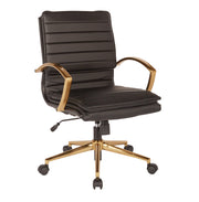 Mid-Back Faux Leather Chair - Black