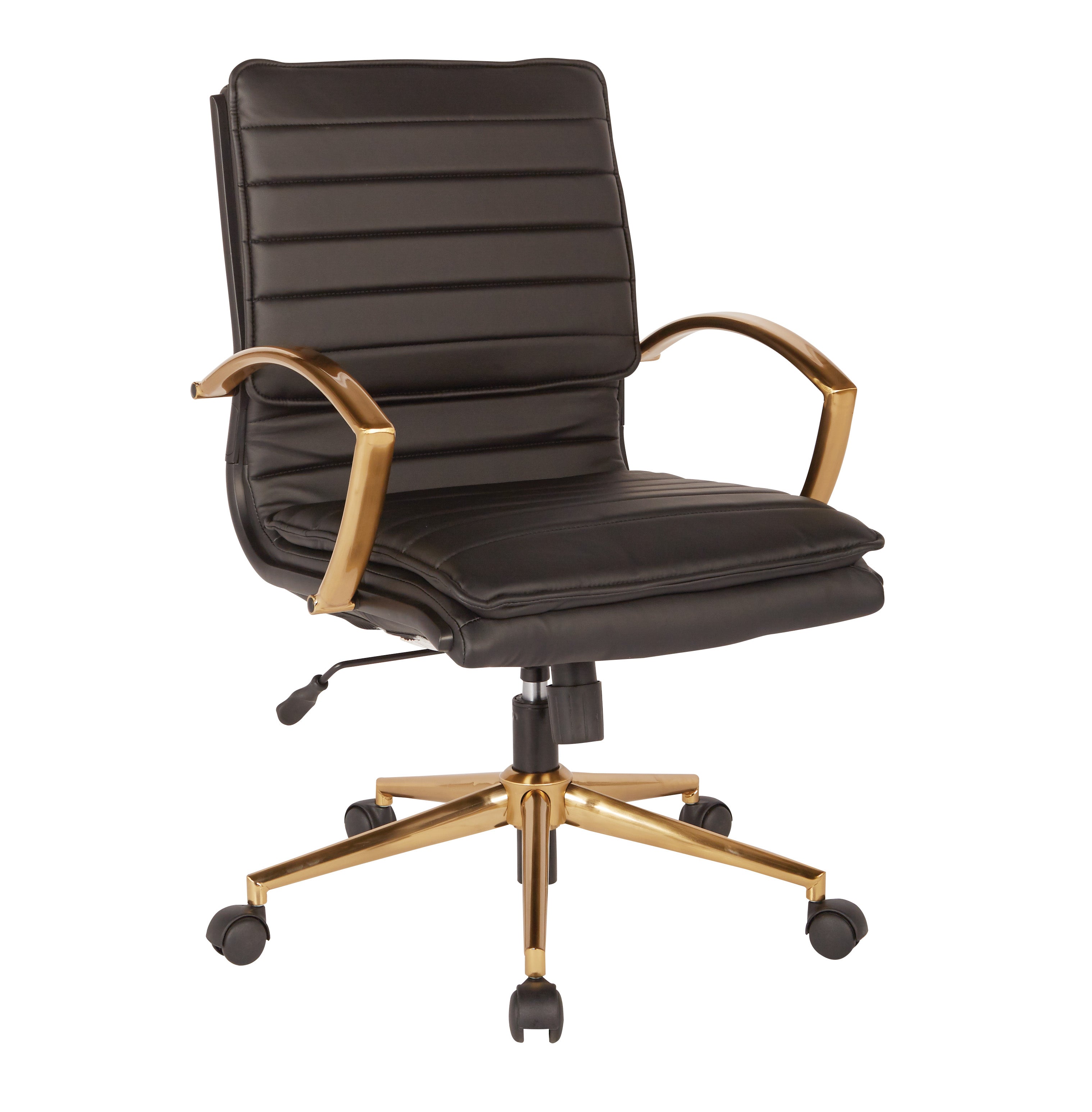 Mid-Back Faux Leather Chair - Black