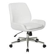 Faux Leather Chair with Chrome Finish Base - White