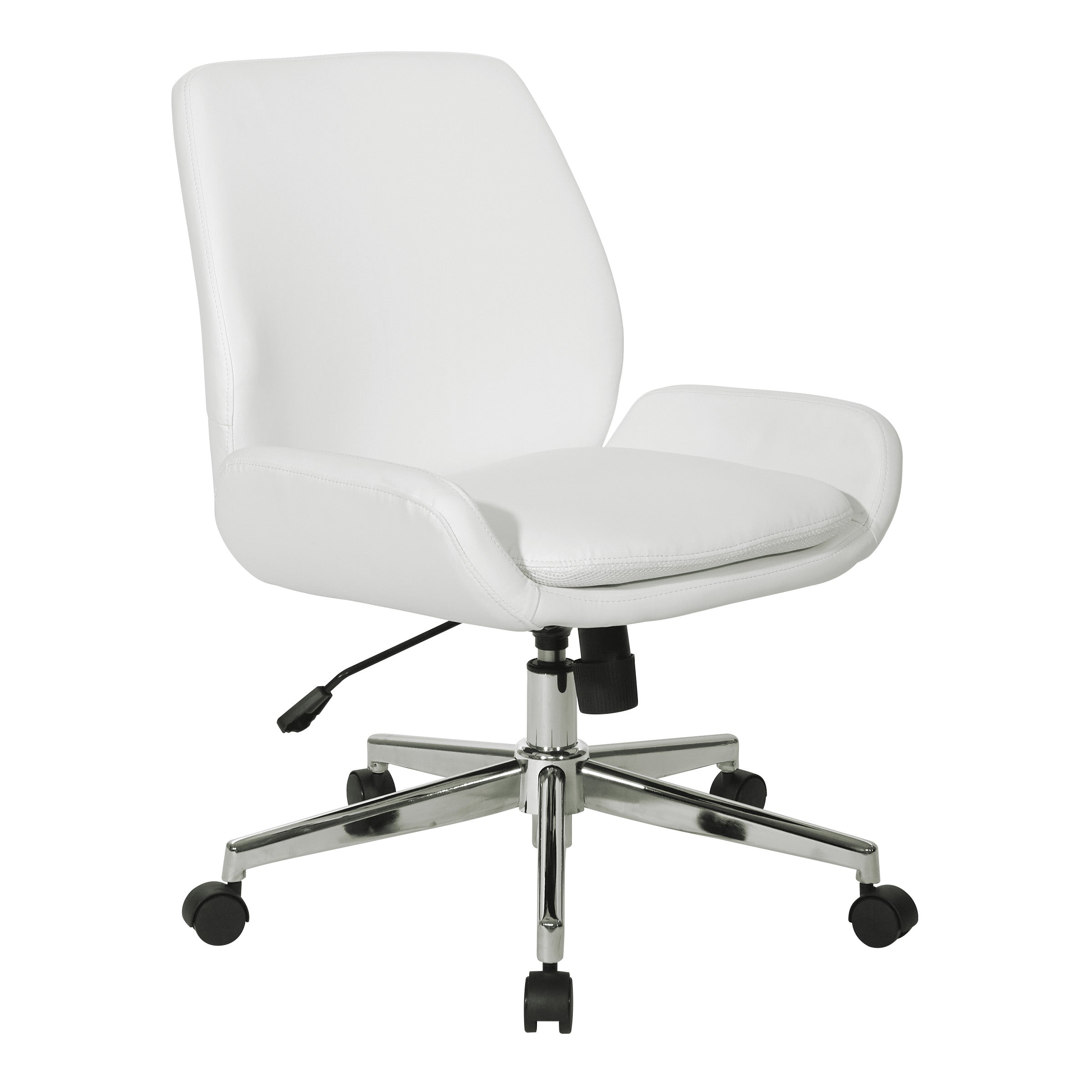 Faux Leather Chair with Chrome Finish Base - White