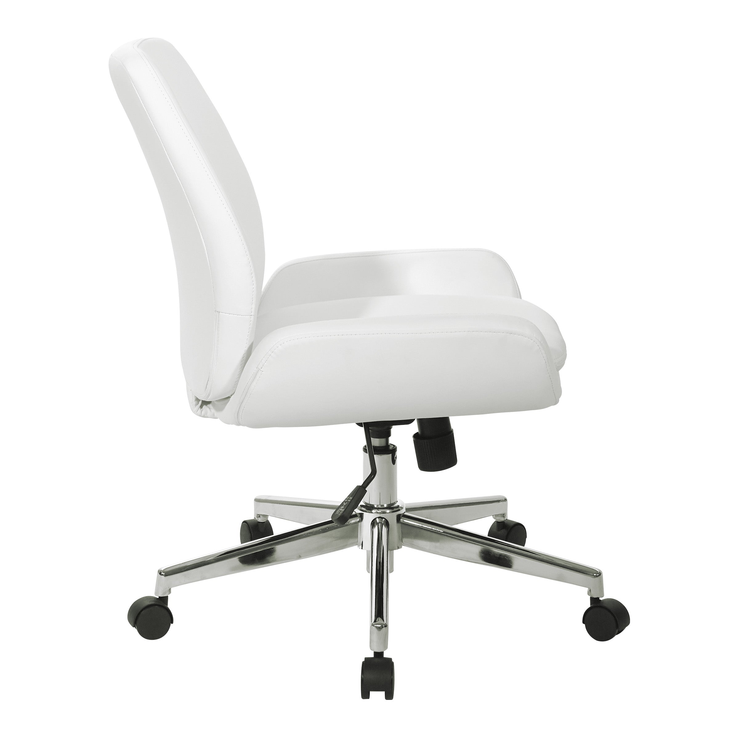 Faux Leather Chair with Chrome Finish Base - White