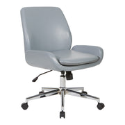 Faux Leather Chair with Chrome Finish Base - Charcoal Grey