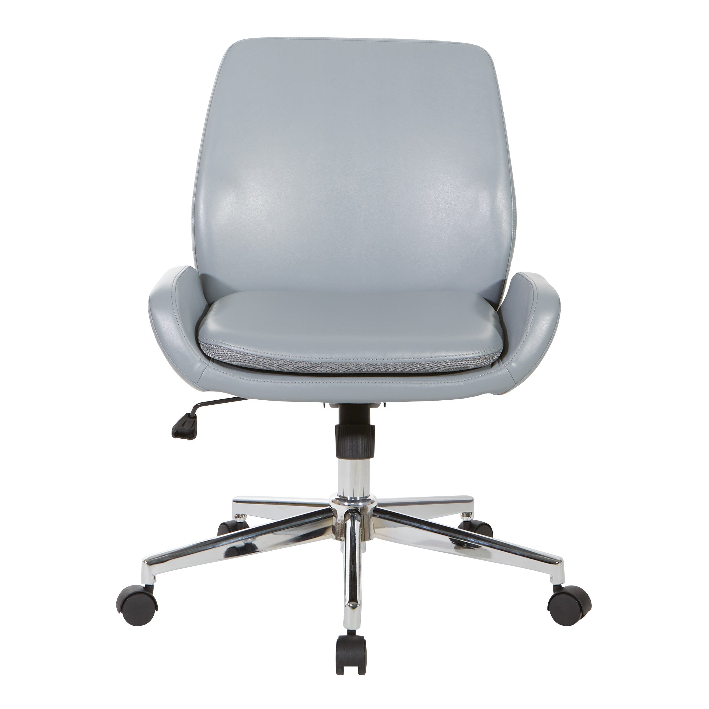 Faux Leather Chair with Chrome Finish Base - Charcoal Grey