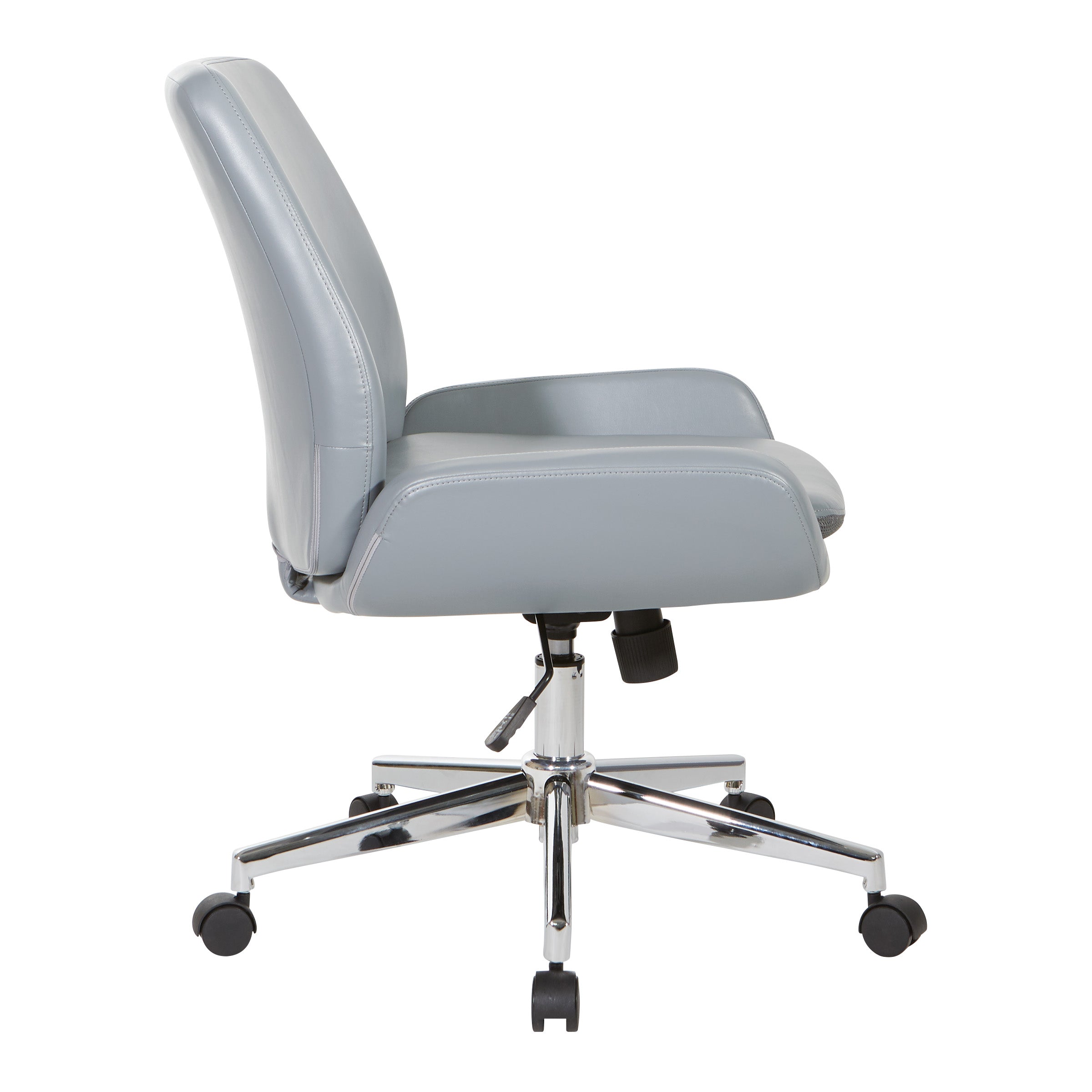 Faux Leather Chair with Chrome Finish Base - Charcoal Grey