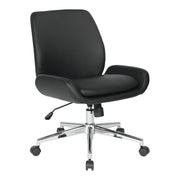 Faux Leather Chair with Chrome Finish Base - Black