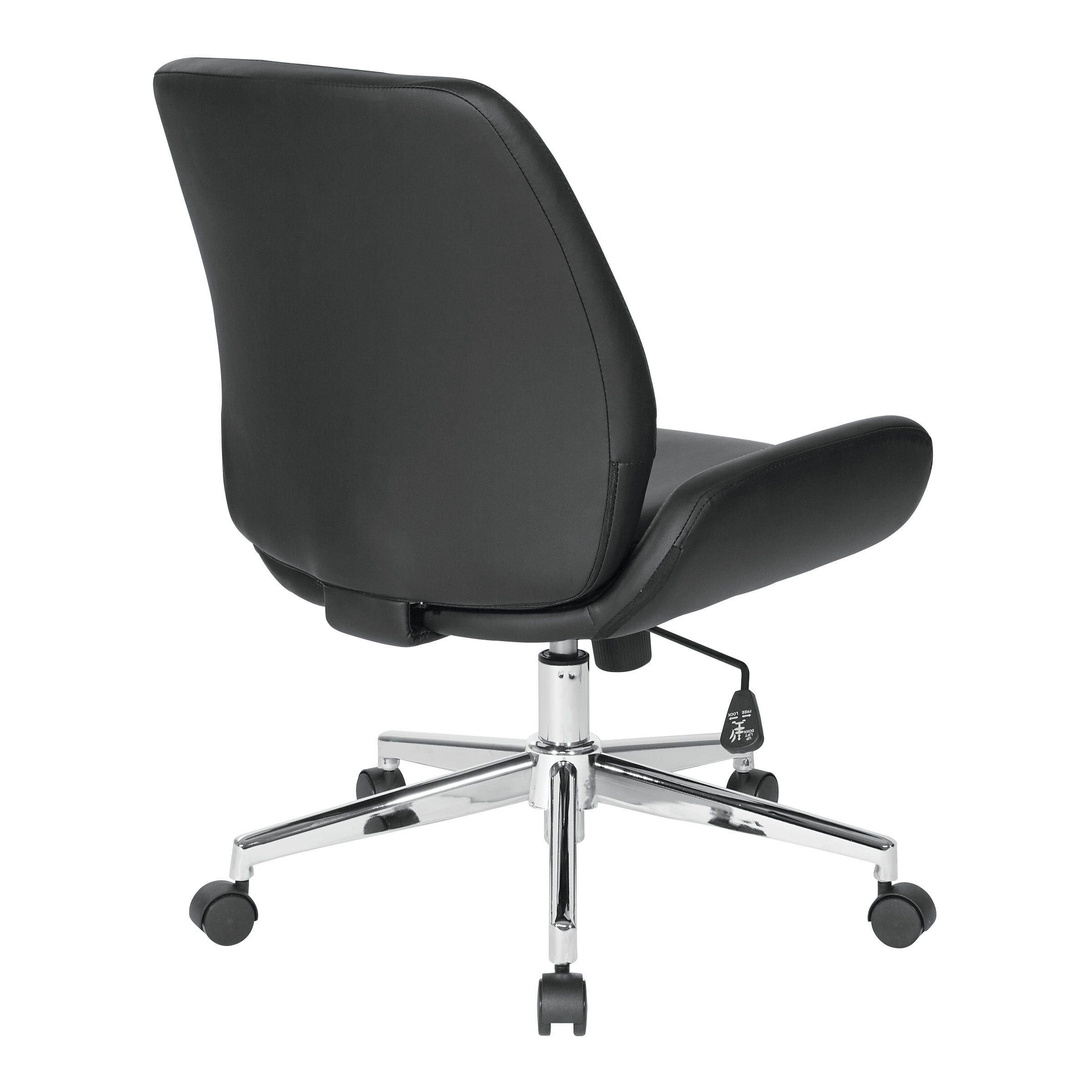 Faux Leather Chair with Chrome Finish Base - Black