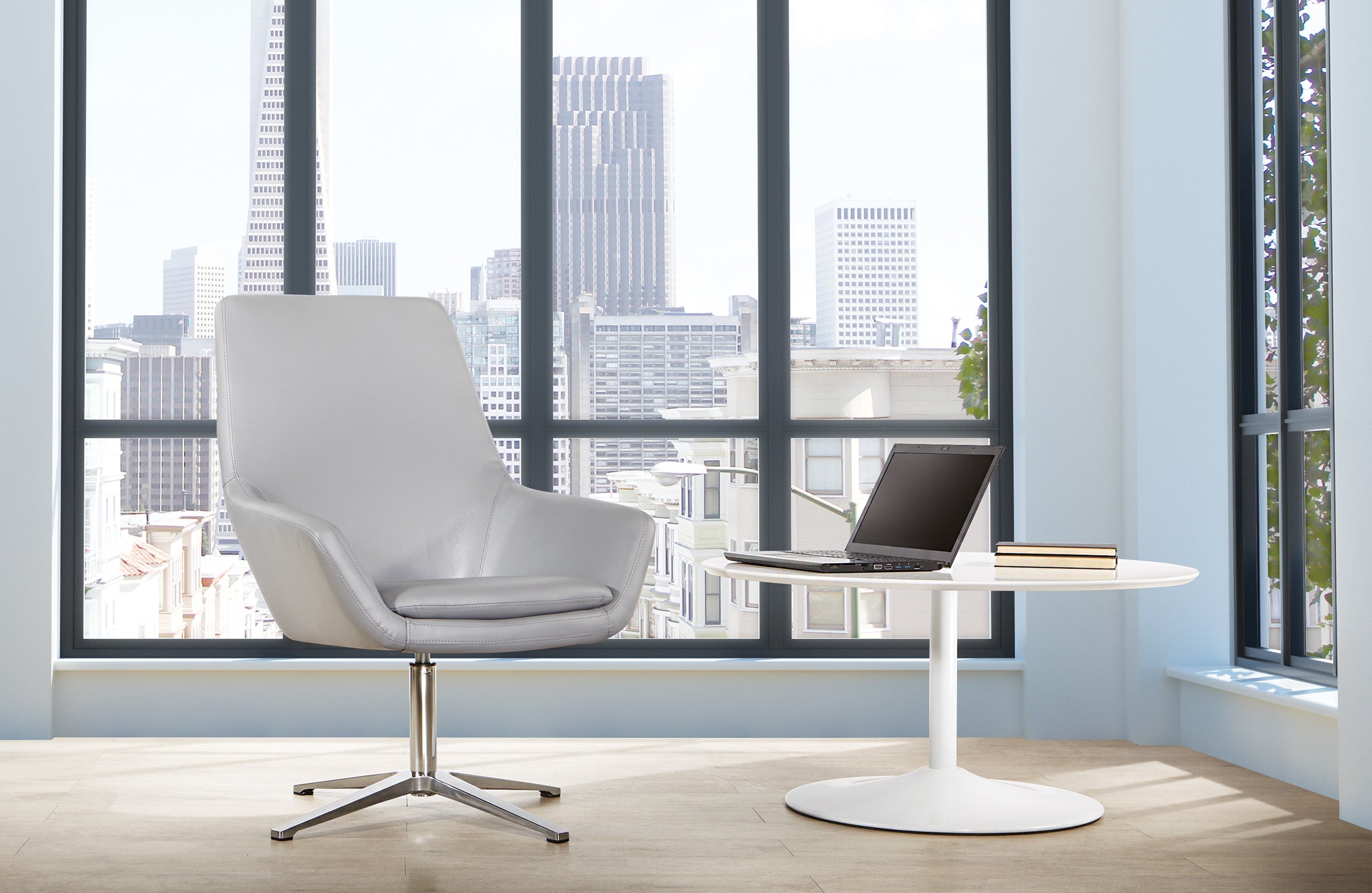 Modern Scoop Office Chair - Charcoal Grey