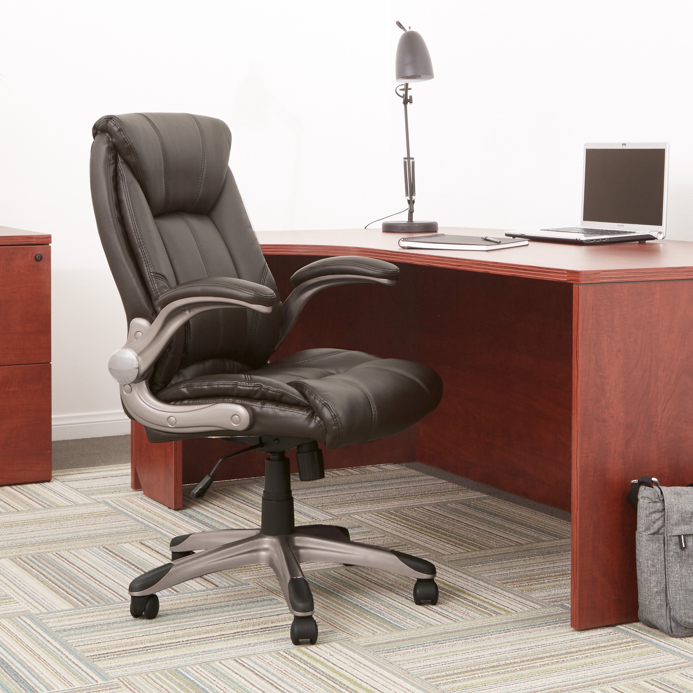 Faux Leather Mid Back Mgrs Chair - Cocoa