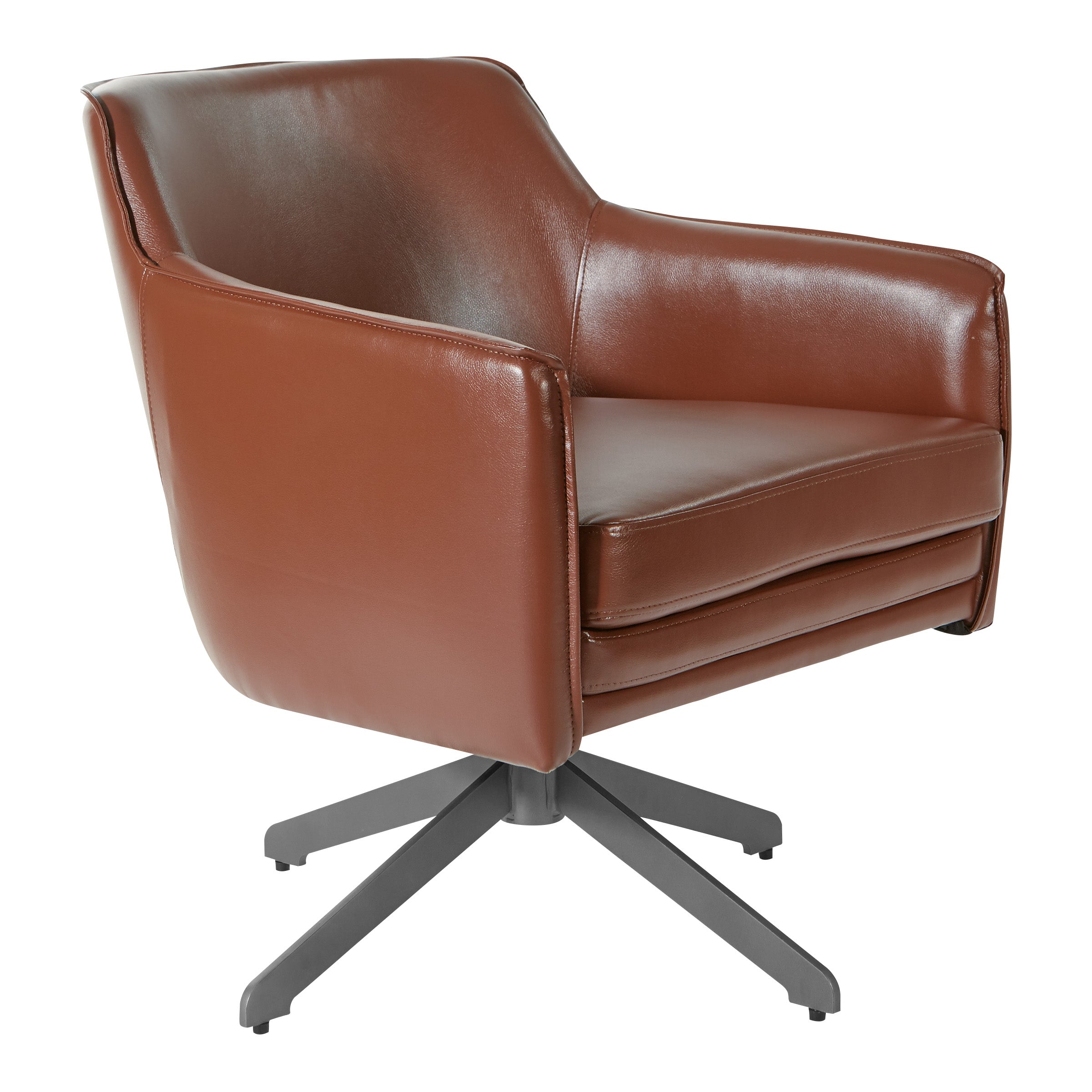 Faux Leather Guest Chair - Saddle