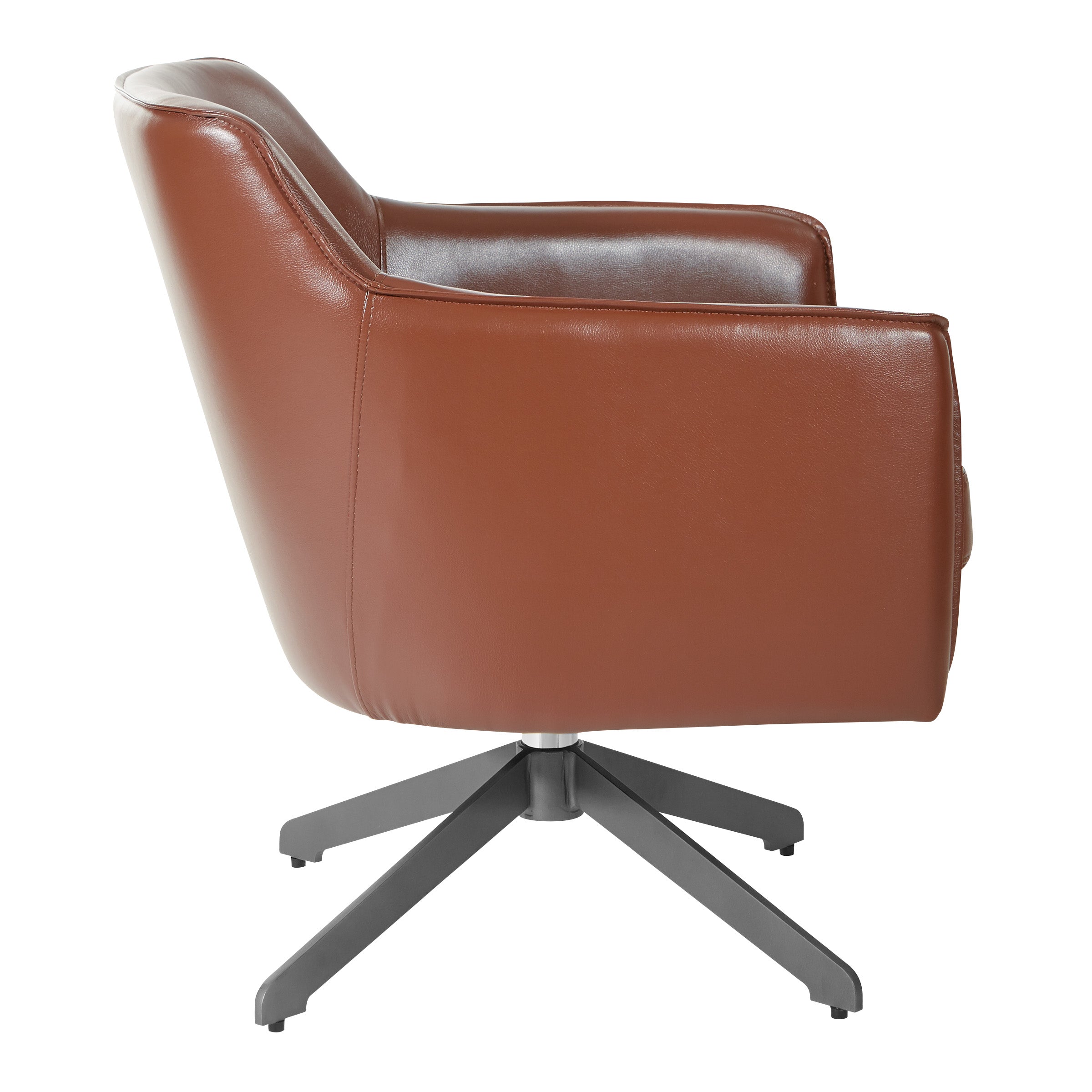 Faux Leather Guest Chair - Saddle